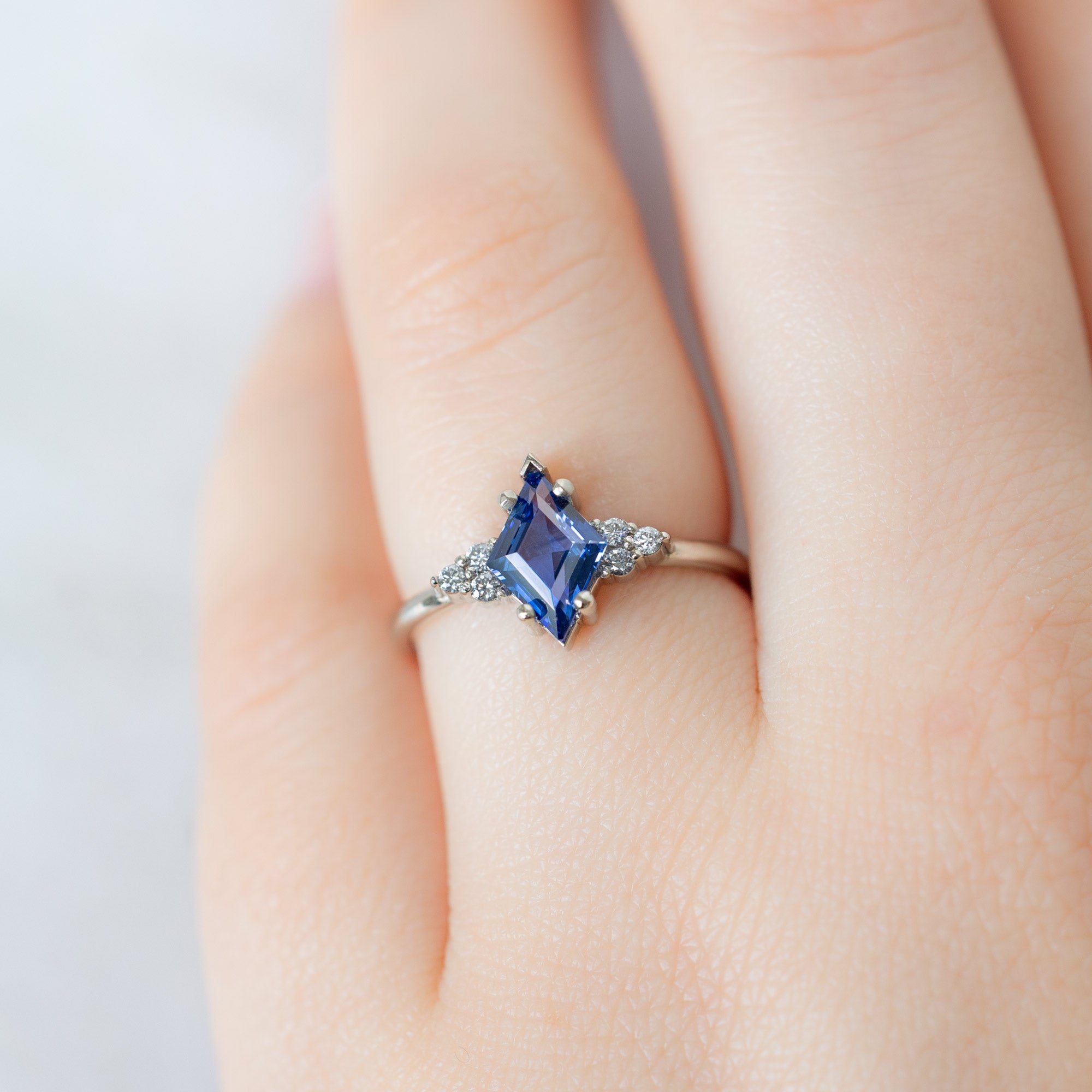 Alexis Russell  Engagement Rings The Ivy Ring | 1.04ct Kite Blue Sapphire in 14K White Gold