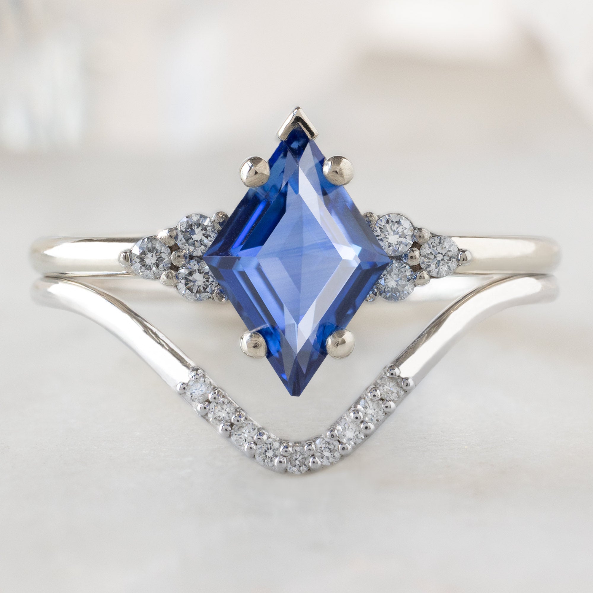 Alexis Russell  Engagement Rings The Ivy Ring | 1.04ct Kite Blue Sapphire in 14K White Gold