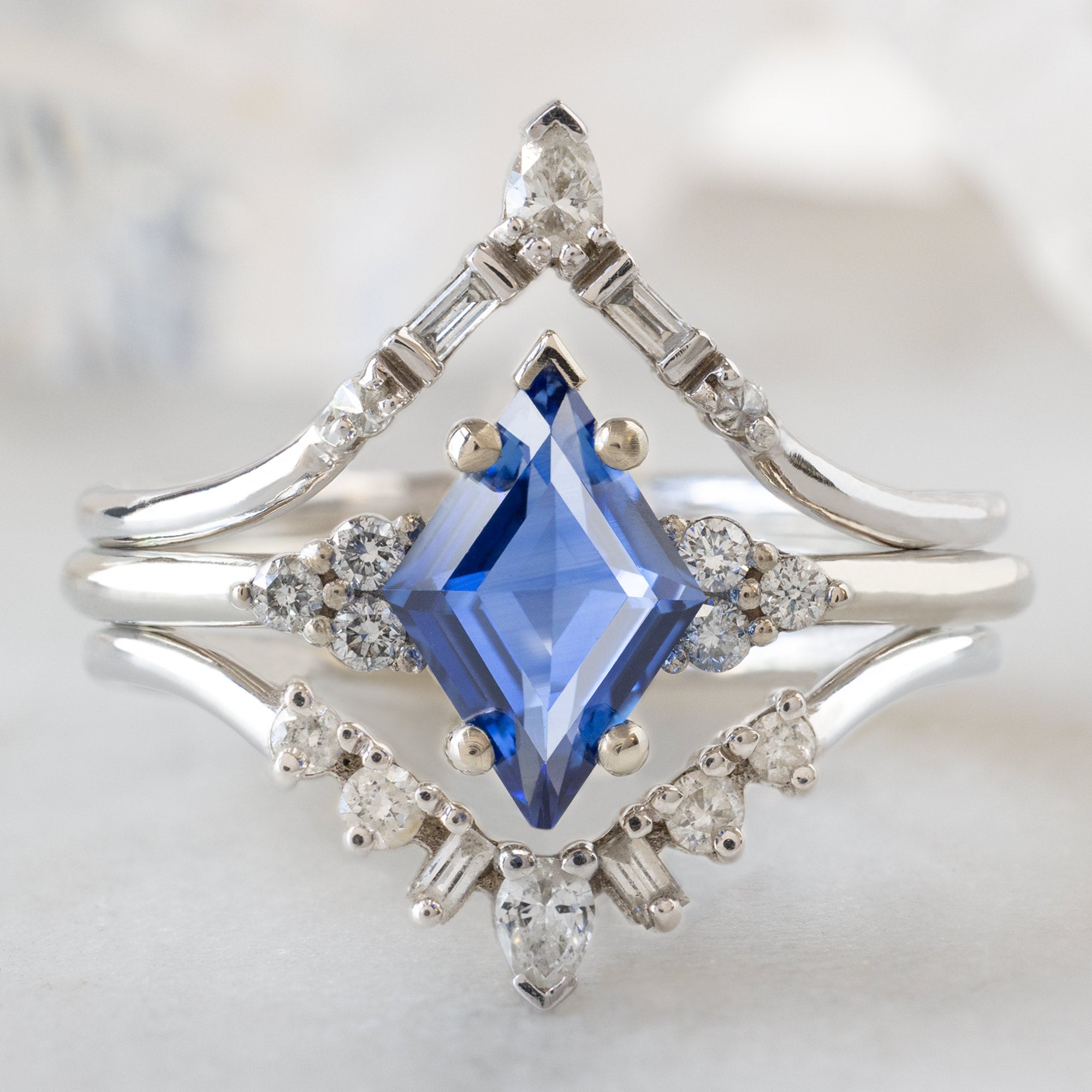 Alexis Russell  Engagement Rings The Ivy Ring | 1.04ct Kite Blue Sapphire in 14K White Gold