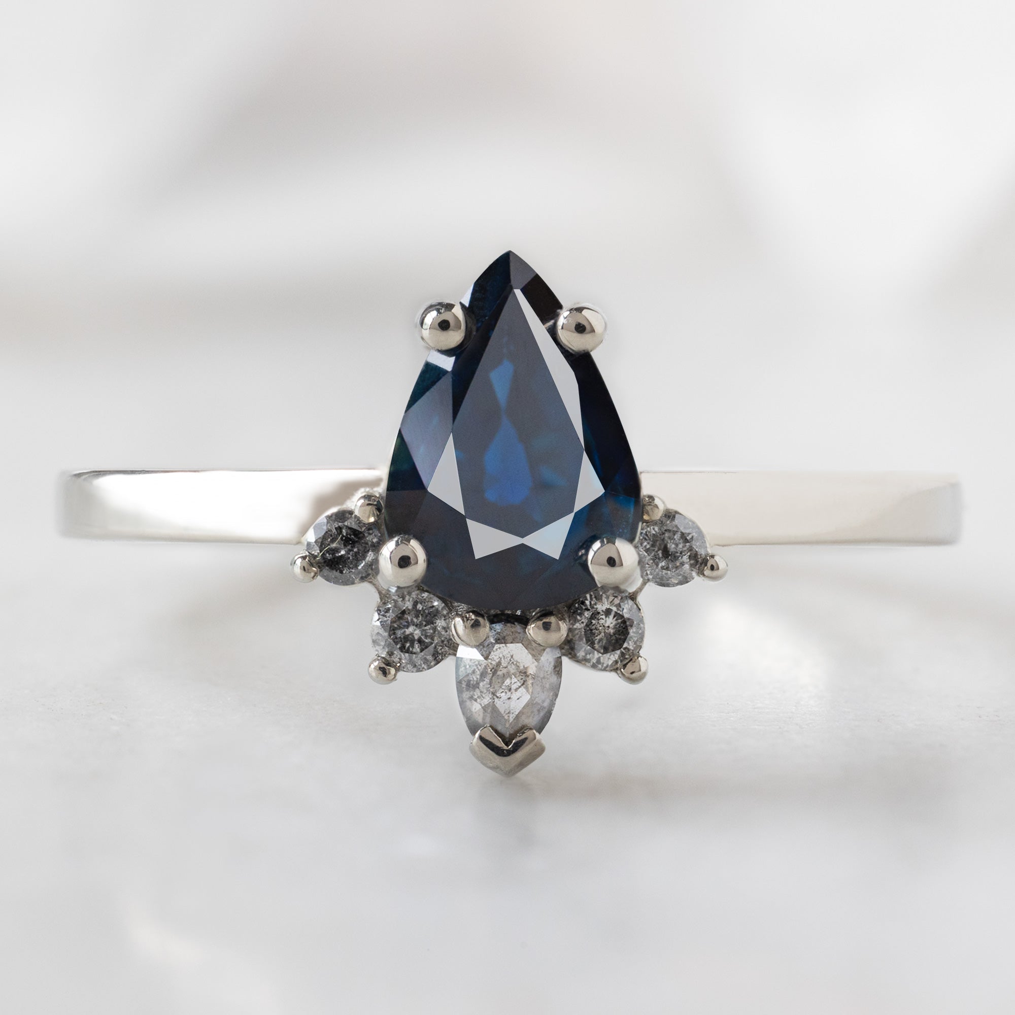 Alexis Russell  Engagement Rings The Aster Ring | 0.90ct Pear Blue Sapphire in 14K White Gold