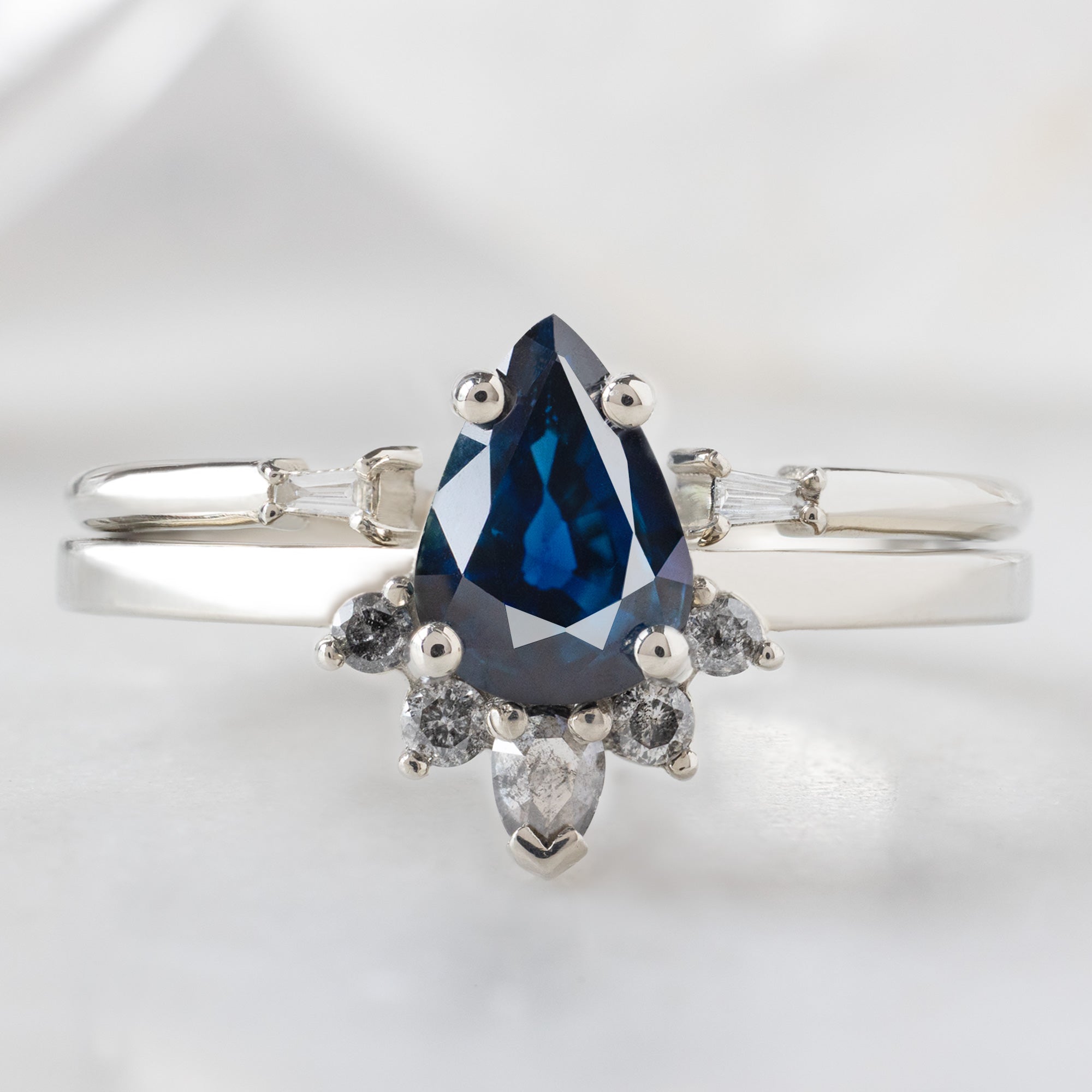 Alexis Russell  Engagement Rings The Aster Ring | 0.90ct Pear Blue Sapphire in 14K White Gold