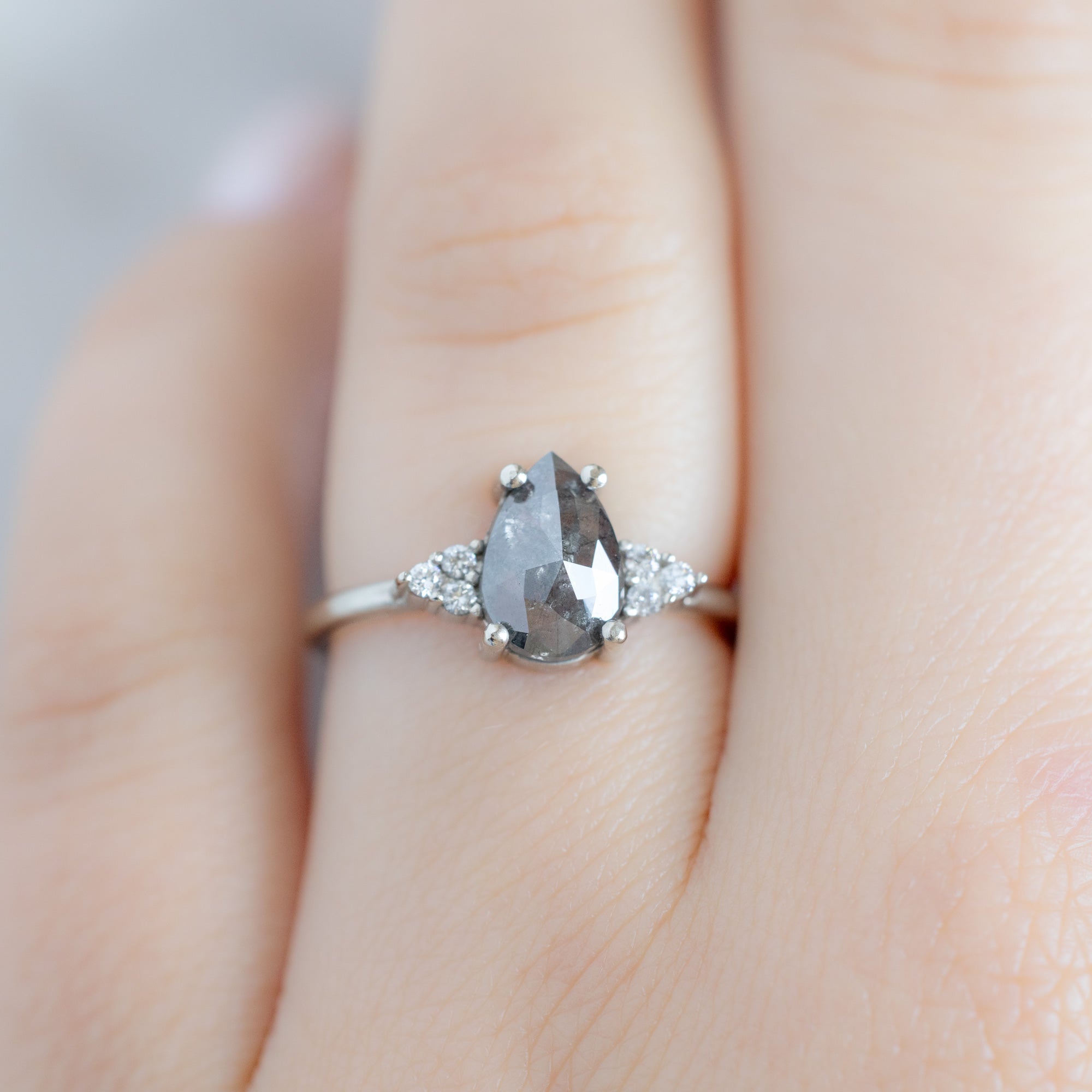 Alexis Russell  Engagement Rings The Ivy Ring | 1.46ct Pear Salt and Pepper Diamond in 14K White Gold