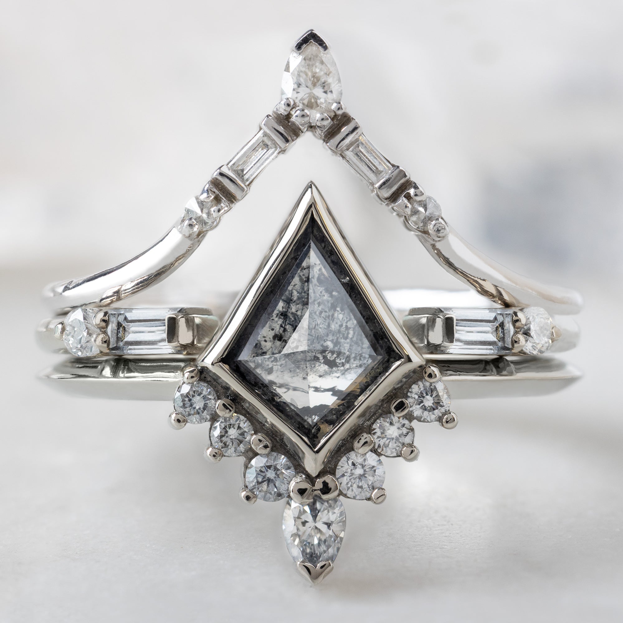 Alexis Russell  Engagement Rings The Aster Ring | 0.81ct Kite Salt and Pepper Diamond in 14K White Gold