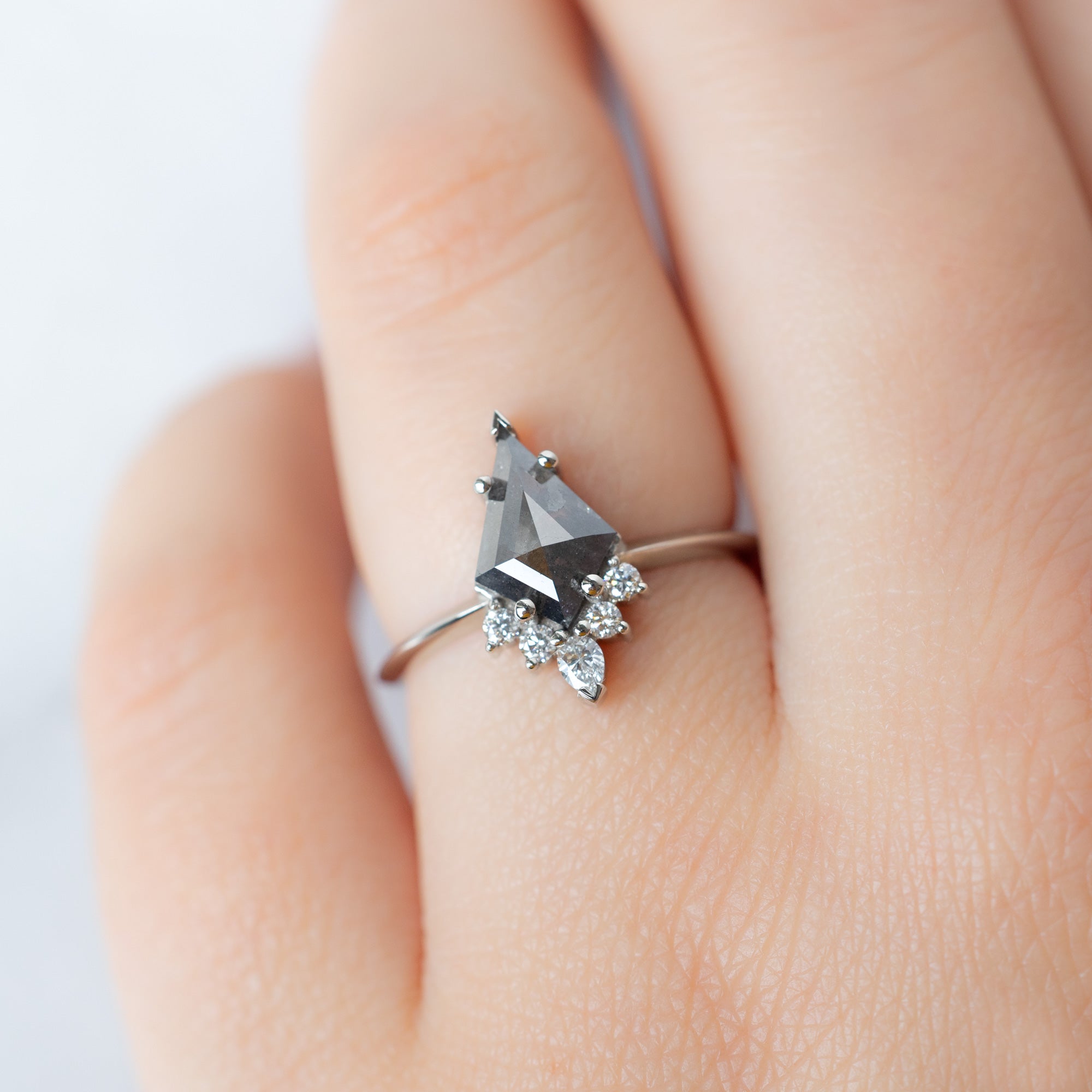 Alexis Russell  Engagement Rings The Aster Ring | 1.27ct Kite Black Diamond in 14K White Gold