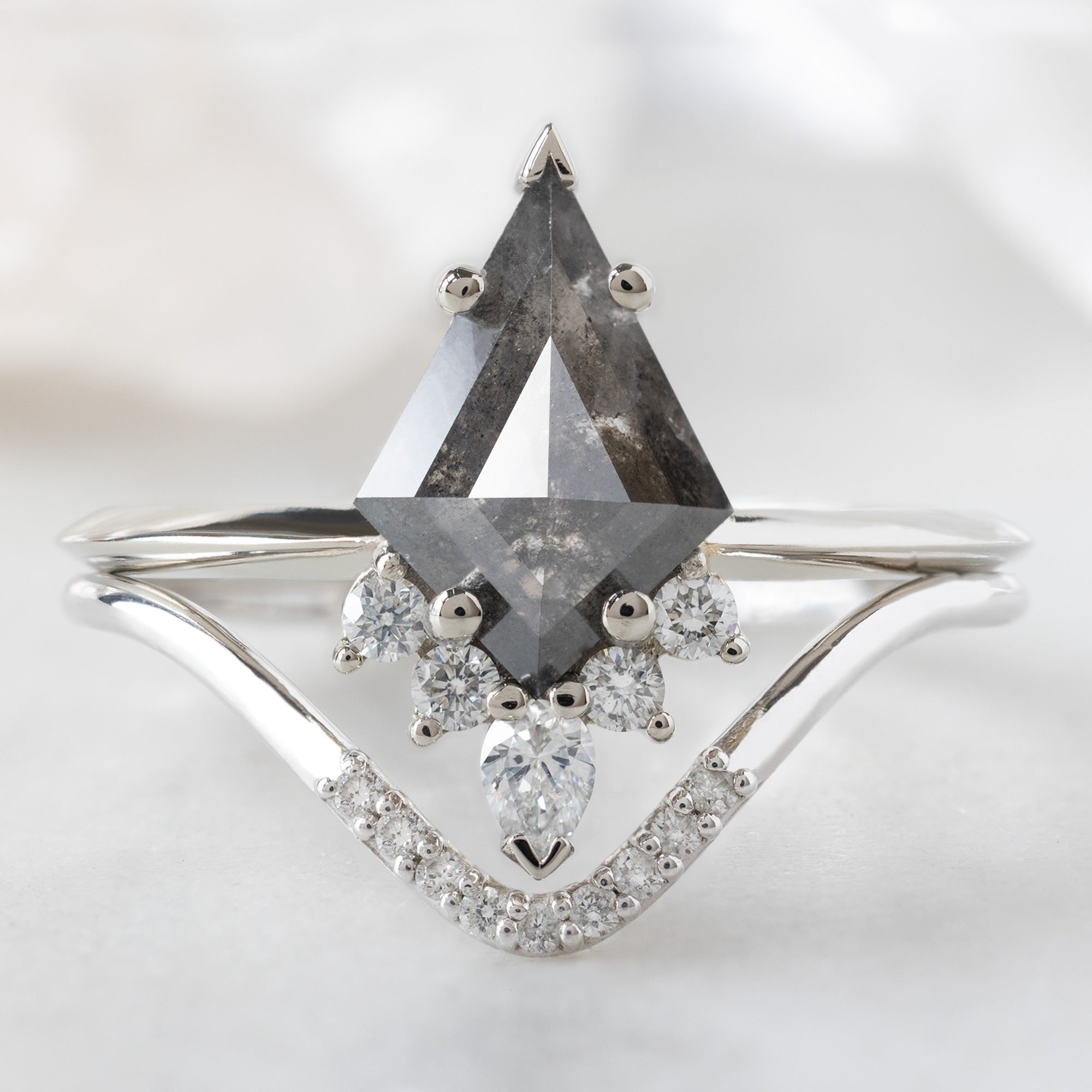 Alexis Russell  Engagement Rings The Aster Ring | 1.27ct Kite Black Diamond in 14K White Gold