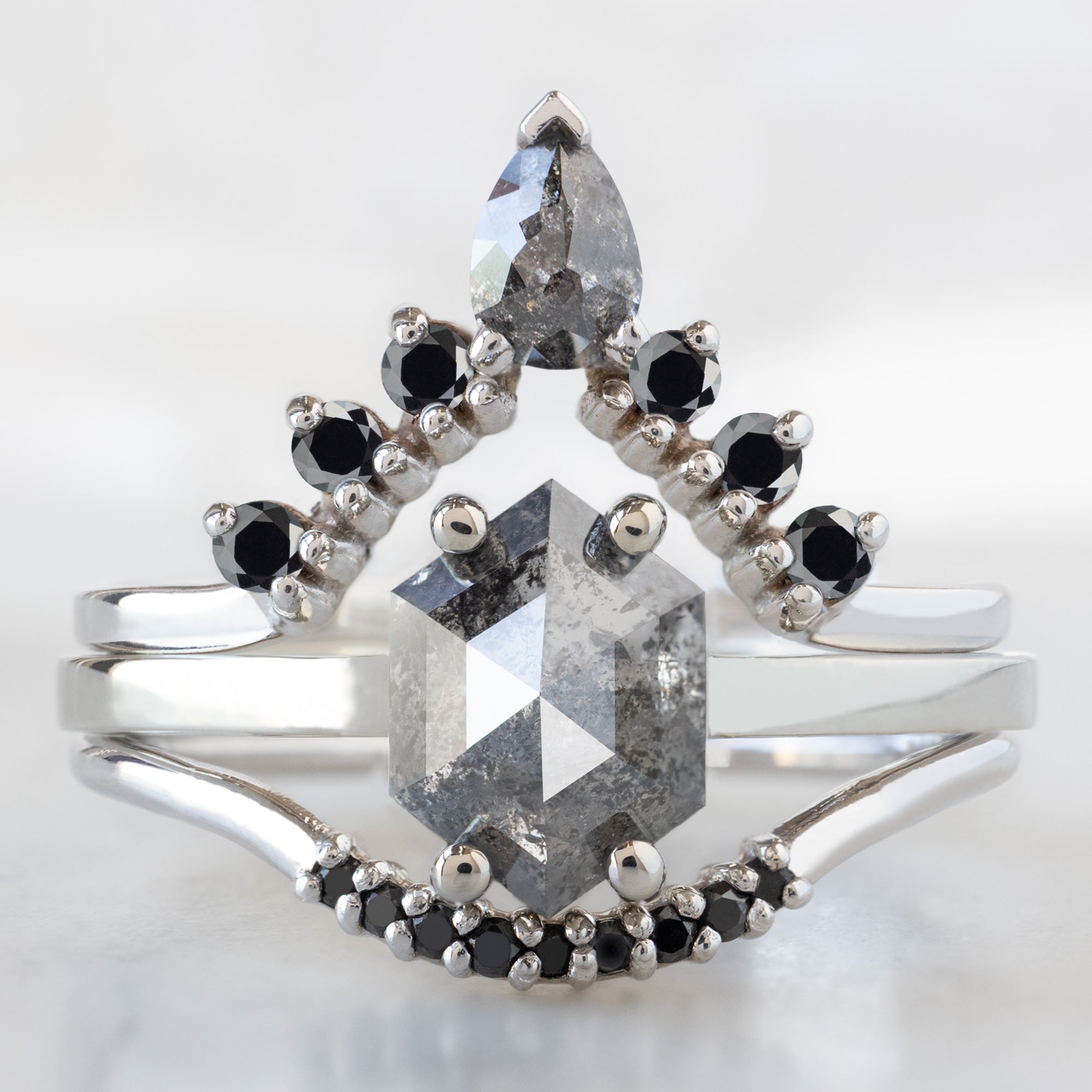 Alexis Russell  Engagement Rings The Bryn Ring | 1.37ct Hexagon Salt and Pepper Diamond in 14K White Gold