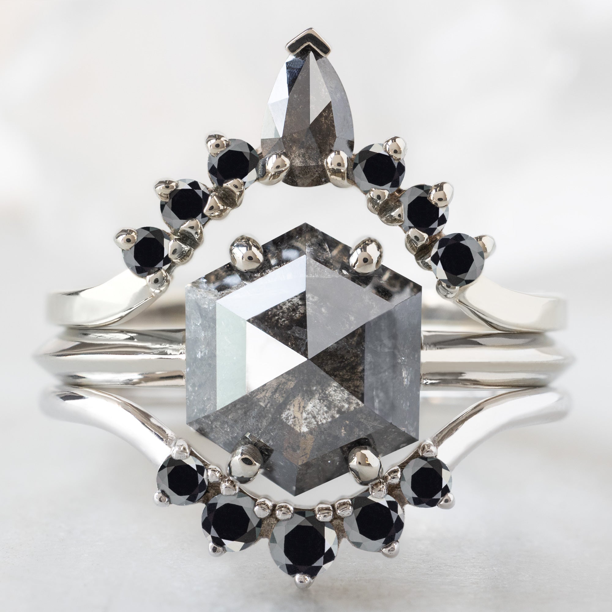Alexis Russell  Engagement Rings The Bryn Ring | 1.85ct Hexagon Salt and Pepper Diamond in 14K White Gold