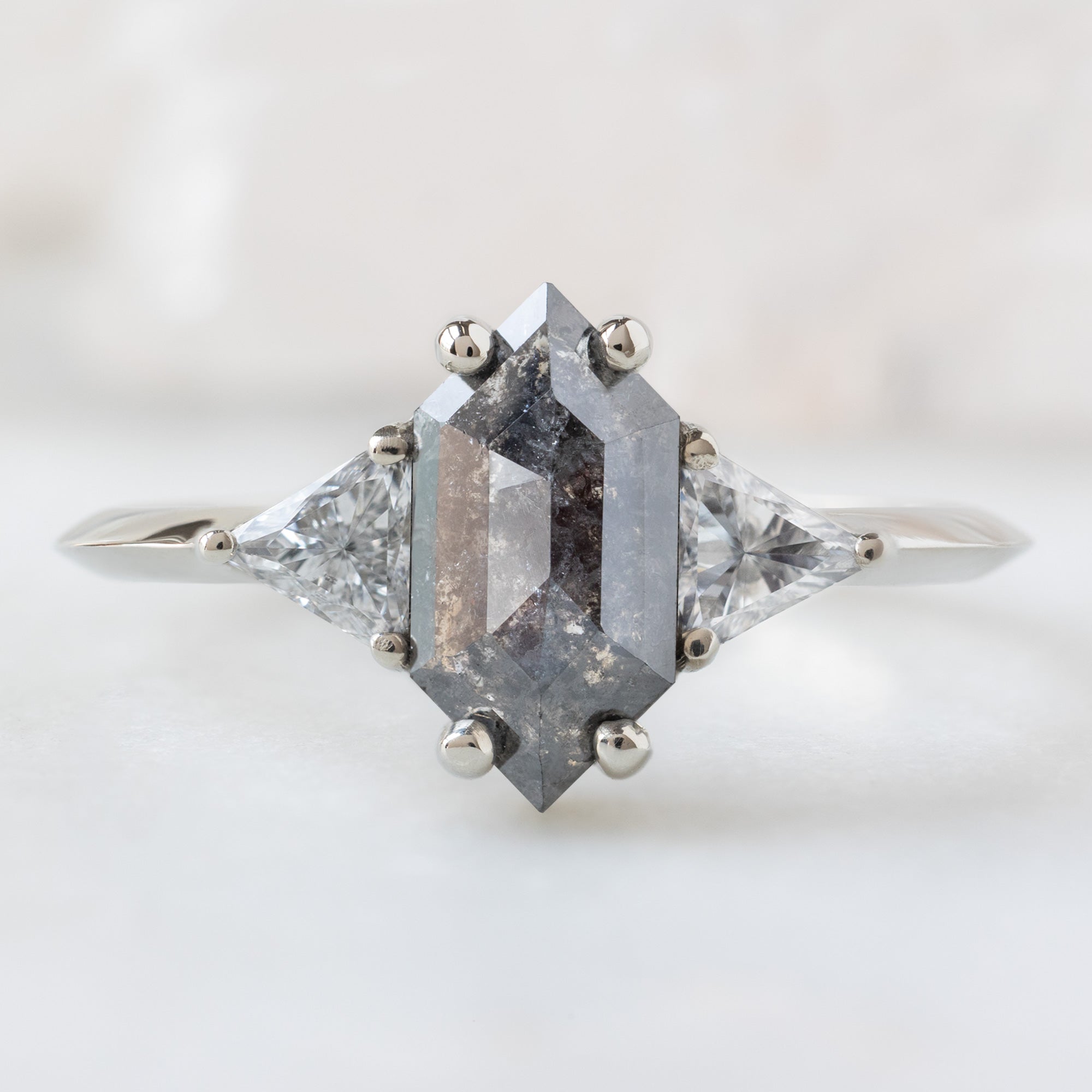 Alexis Russell  Engagement Rings The Jade Ring | 1.02ct Hexagon Black Diamond in 14K White Gold