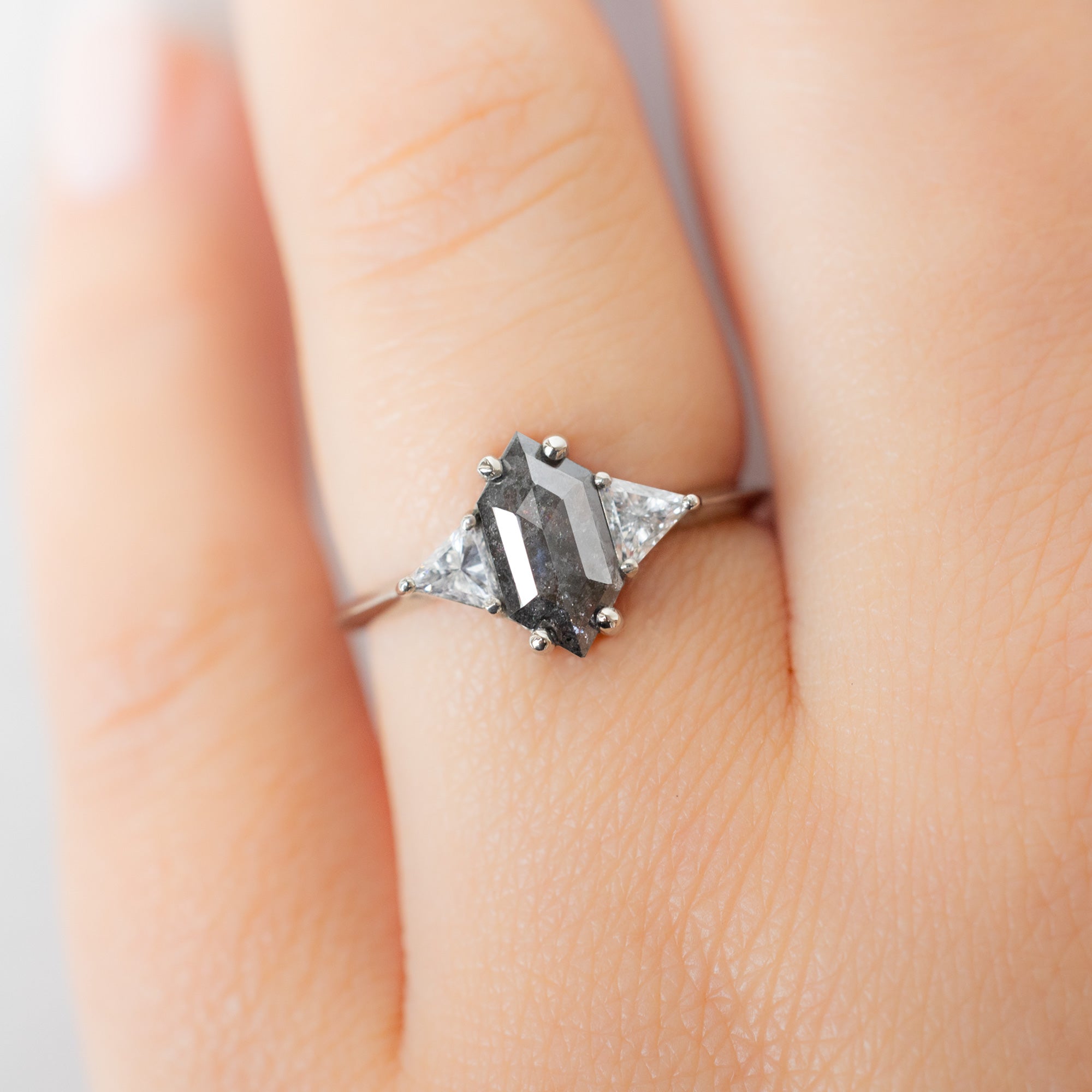 Alexis Russell  Engagement Rings The Jade Ring | 1.02ct Hexagon Black Diamond in 14K White Gold