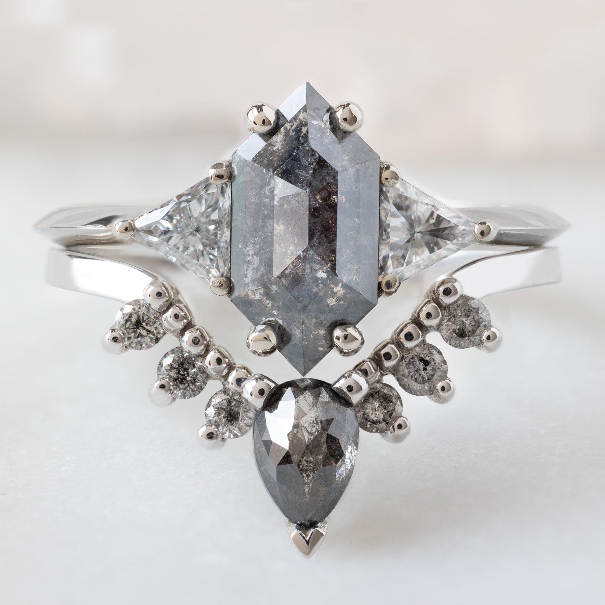 Alexis Russell  Engagement Rings The Jade Ring | 1.02ct Hexagon Black Diamond in 14K White Gold