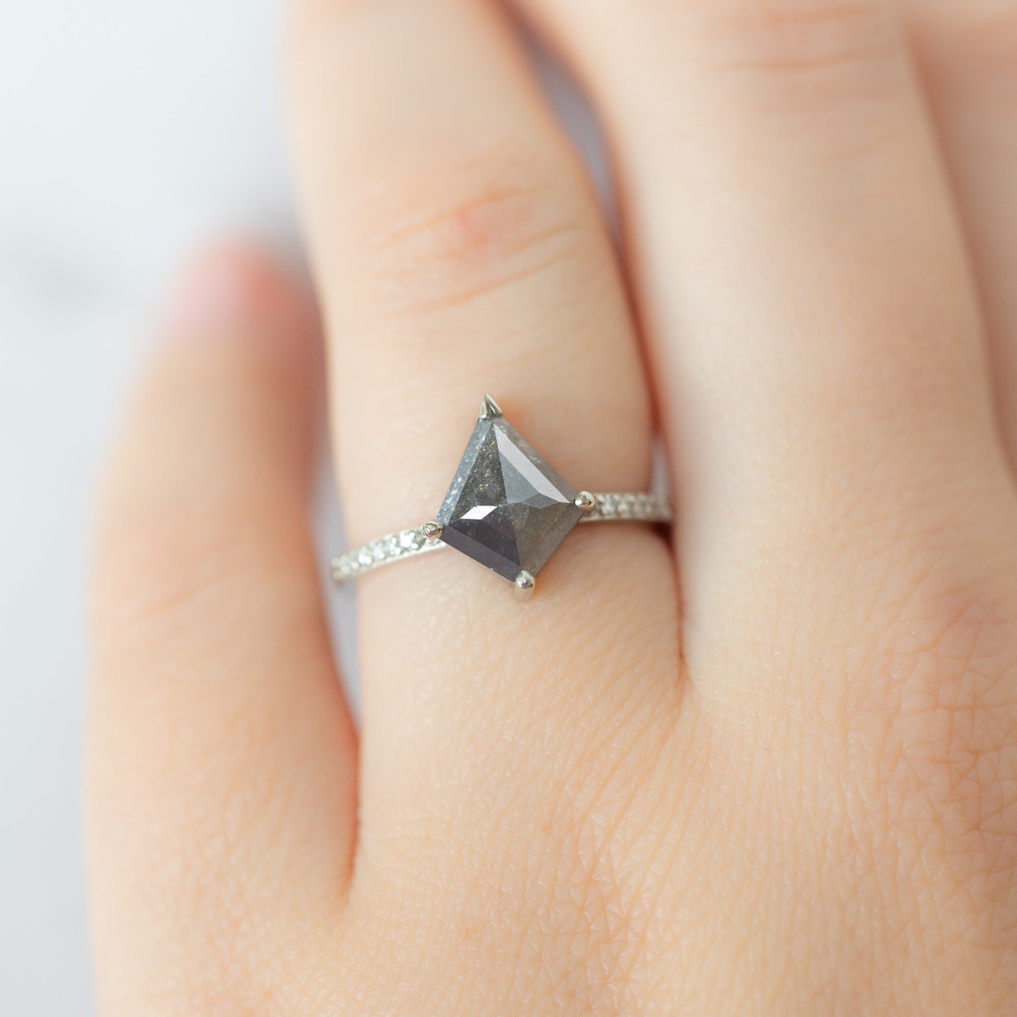 Alexis Russell  Engagement Rings The Willow Ring | 1.46 Kite Salt and Pepper Diamond in 14K White Gold