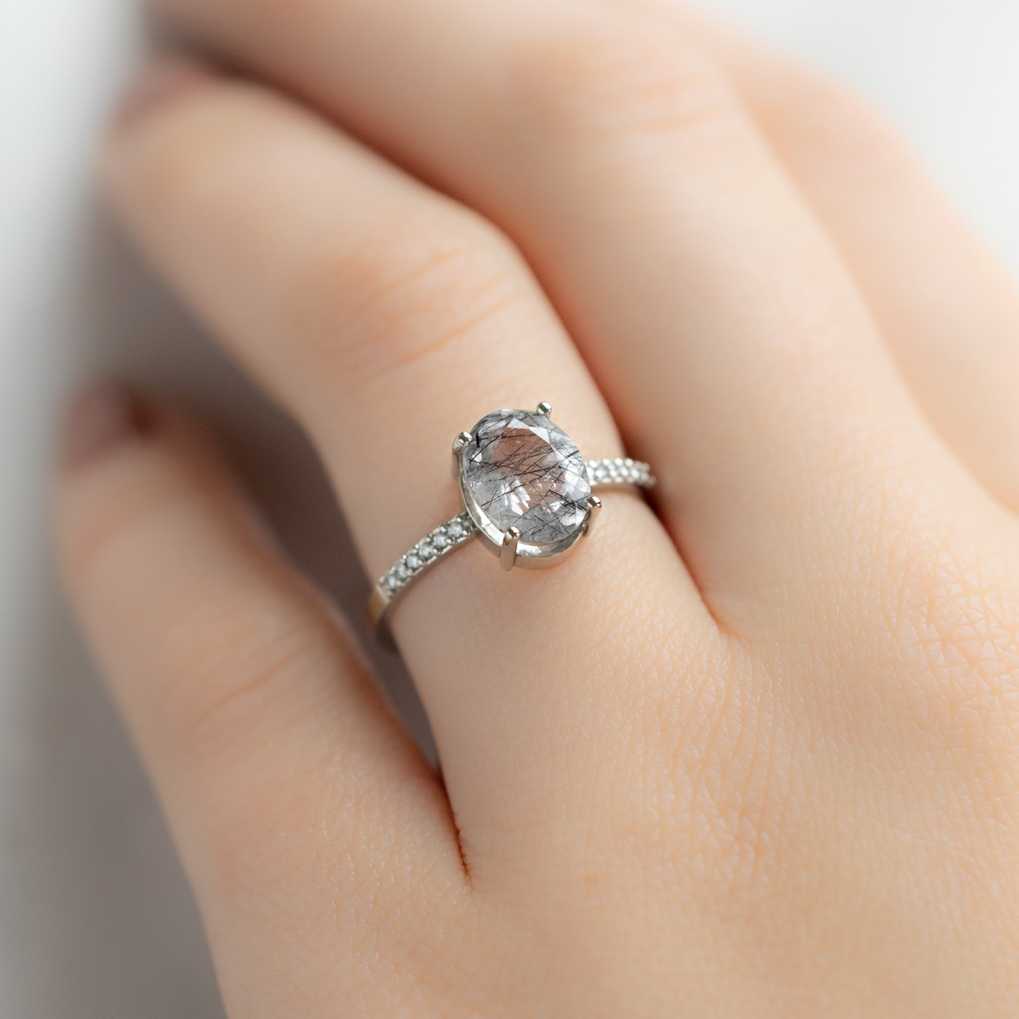Alexis Russell  Engagement Rings The Willow Ring | with a 1.33ct Oval Tourmaline In Quartz in 14K White Gold
