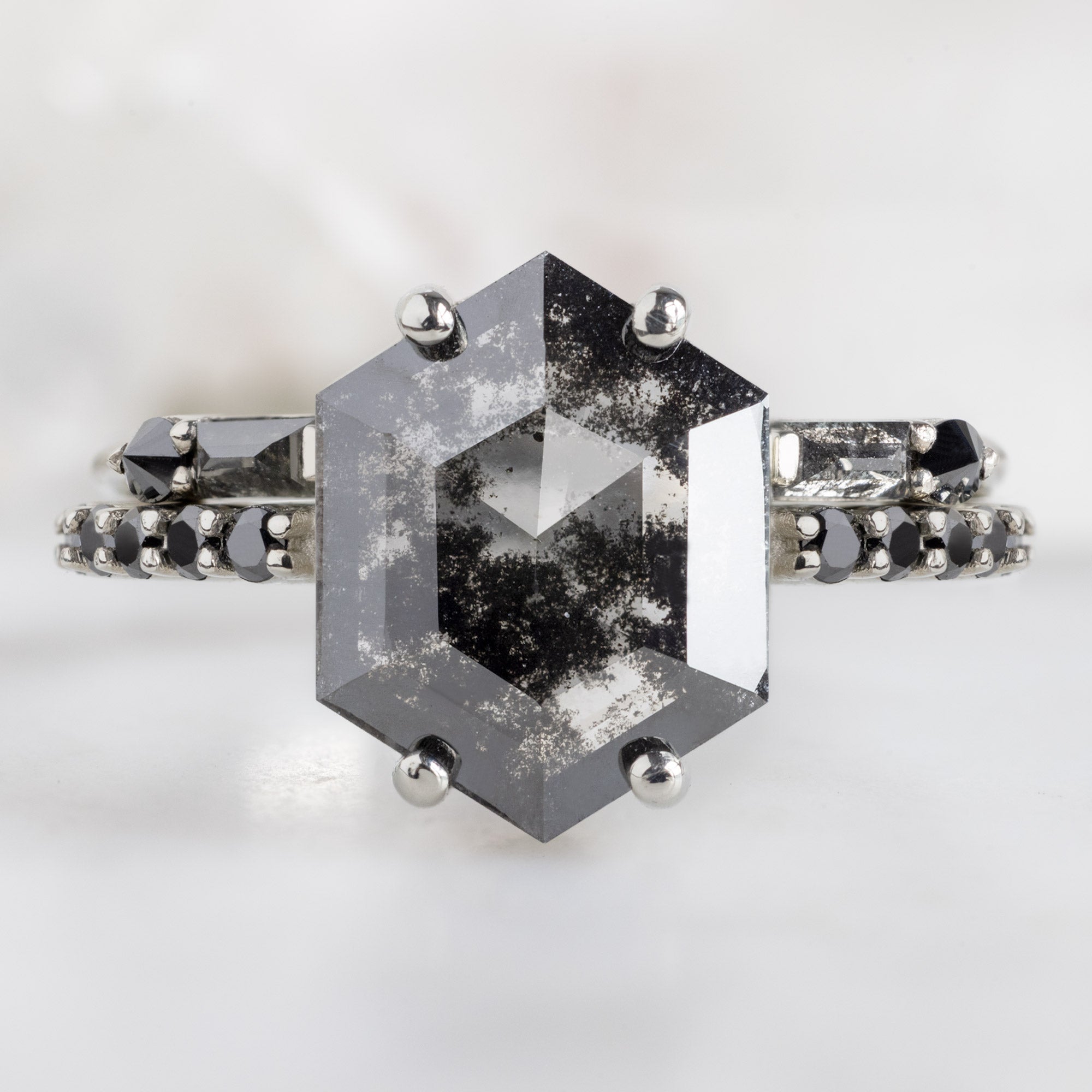 Alexis Russell  Engagement Rings The Luxe Willow Ring | 2.17ct Lab Grown Salt and Pepper Hexagon Diamond in 14K White Gold