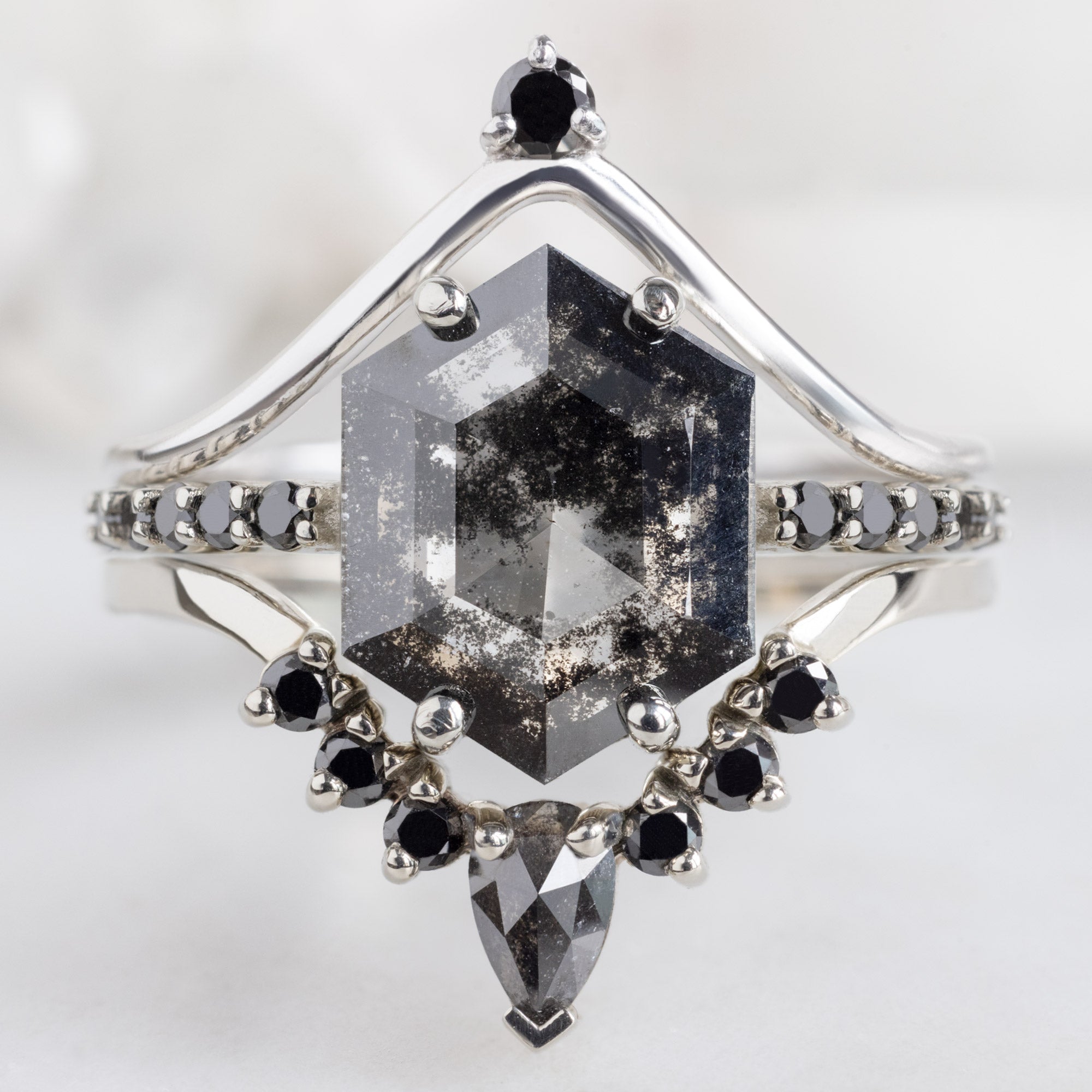 Alexis Russell  Engagement Rings The Luxe Willow Ring | 2.17ct Lab Grown Salt and Pepper Hexagon Diamond in 14K White Gold