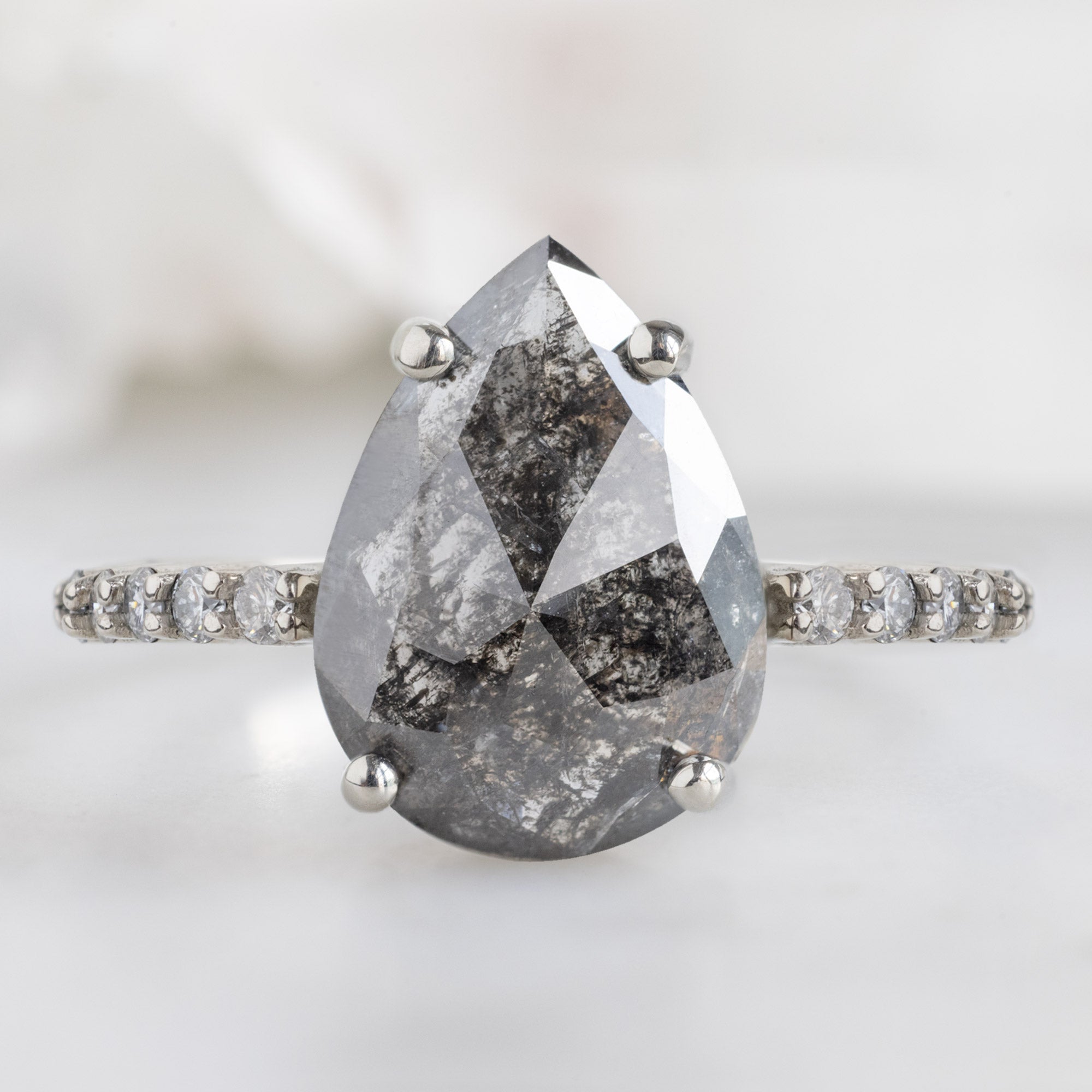 Alexis Russell  Engagement Rings The Luxe Willow Ring | 2.03ct Pear Black Diamond in 14K White Gold