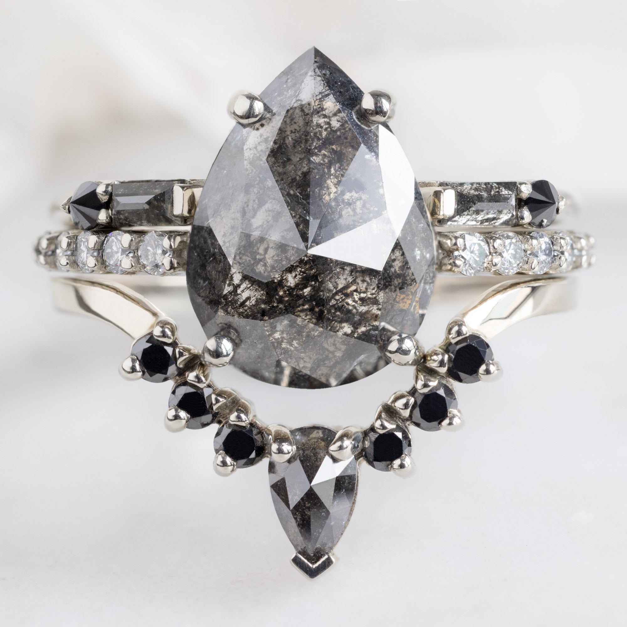 Alexis Russell  Engagement Rings The Luxe Willow Ring | 2.03ct Pear Black Diamond in 14K White Gold