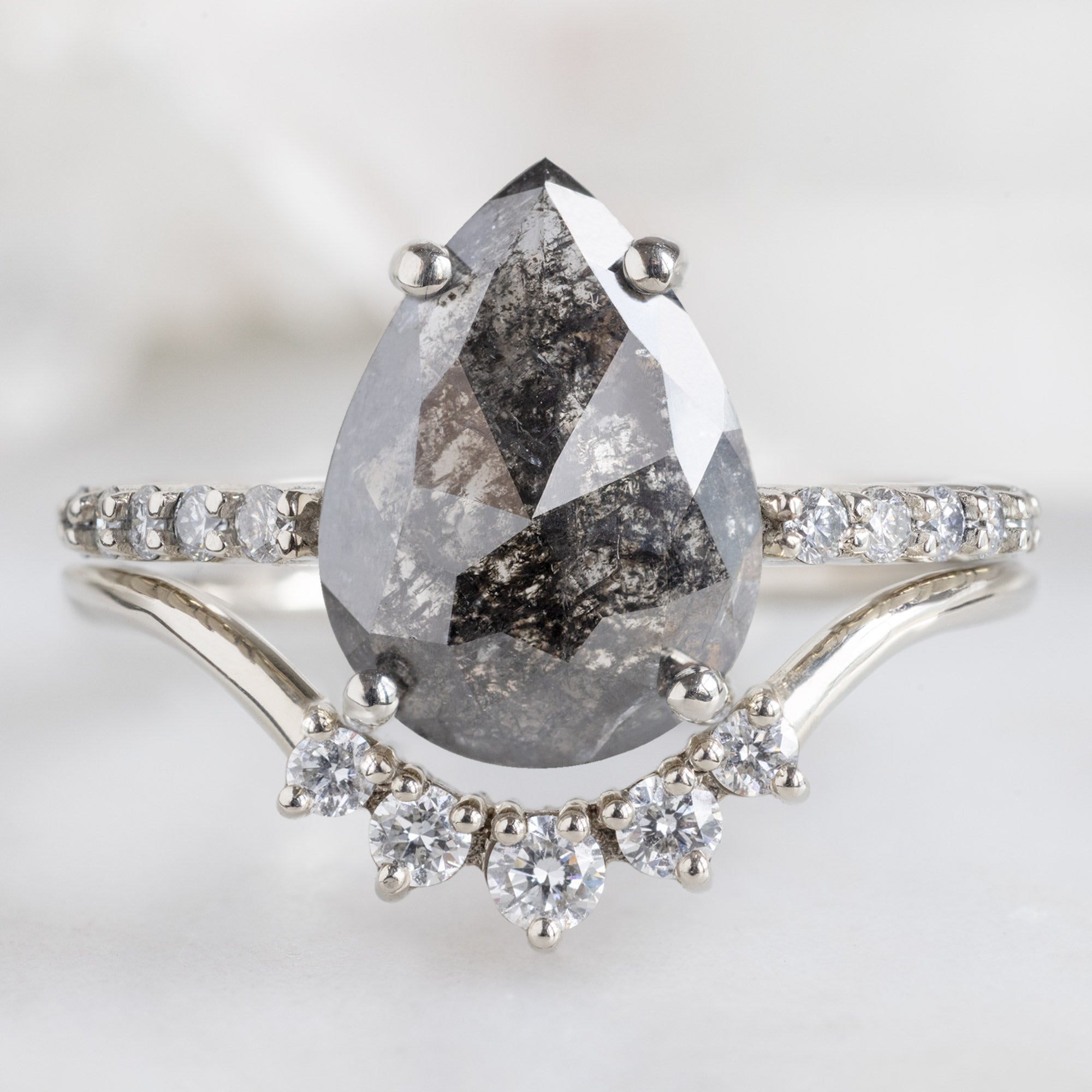 Alexis Russell  Engagement Rings The Luxe Willow Ring | 2.03ct Pear Black Diamond in 14K White Gold
