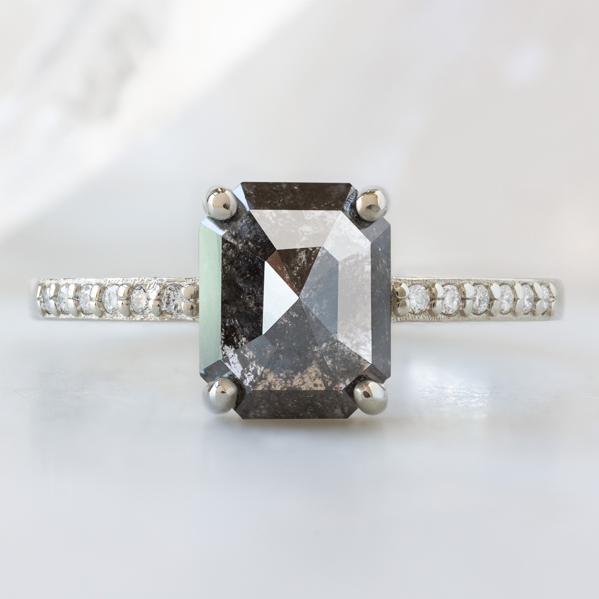 Alexis Russell  Engagement Rings The Willow Ring | 1.53ct Emerald Cut Black Diamond in 14K White Gold