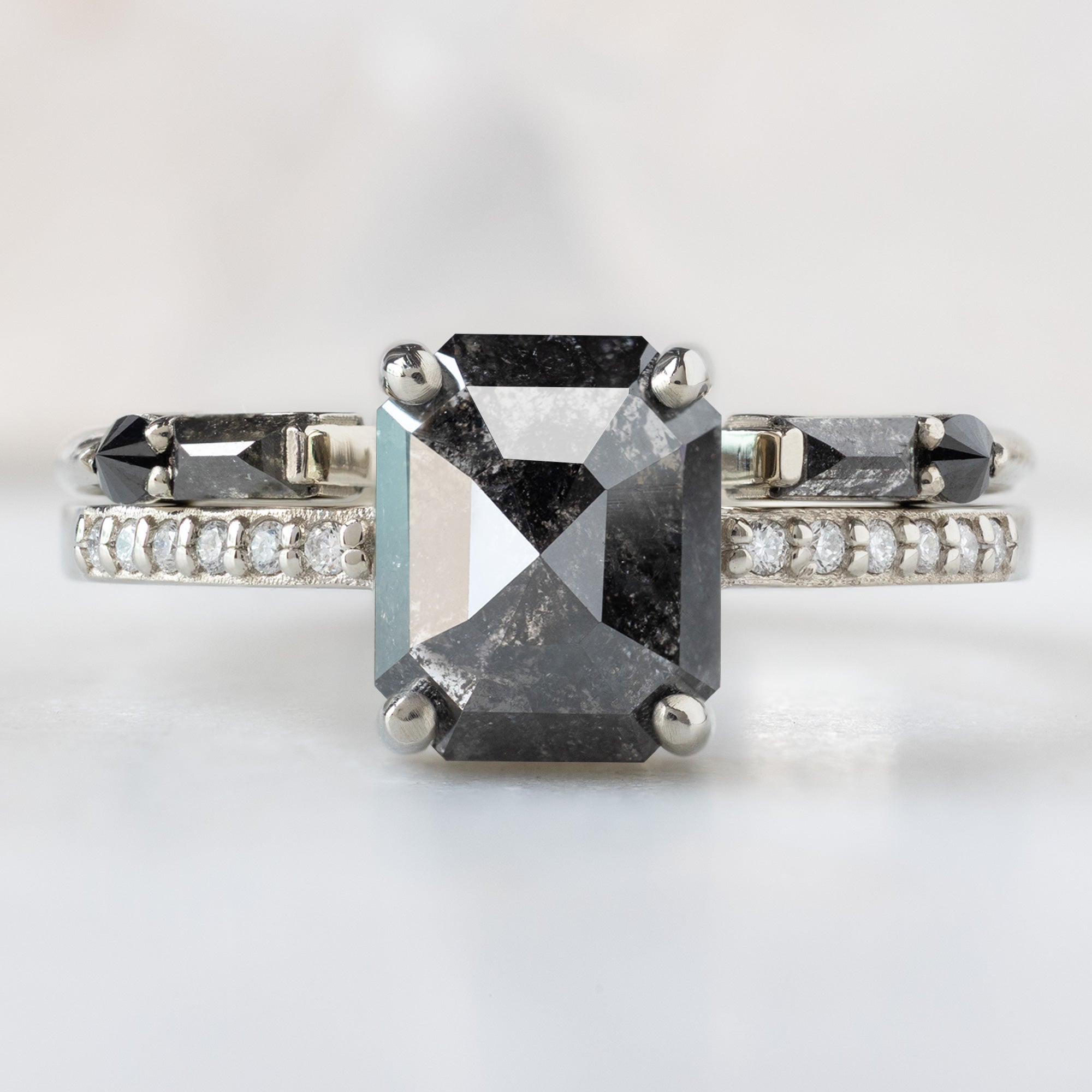 Alexis Russell  Engagement Rings The Willow Ring | 1.53ct Emerald Cut Black Diamond in 14K White Gold