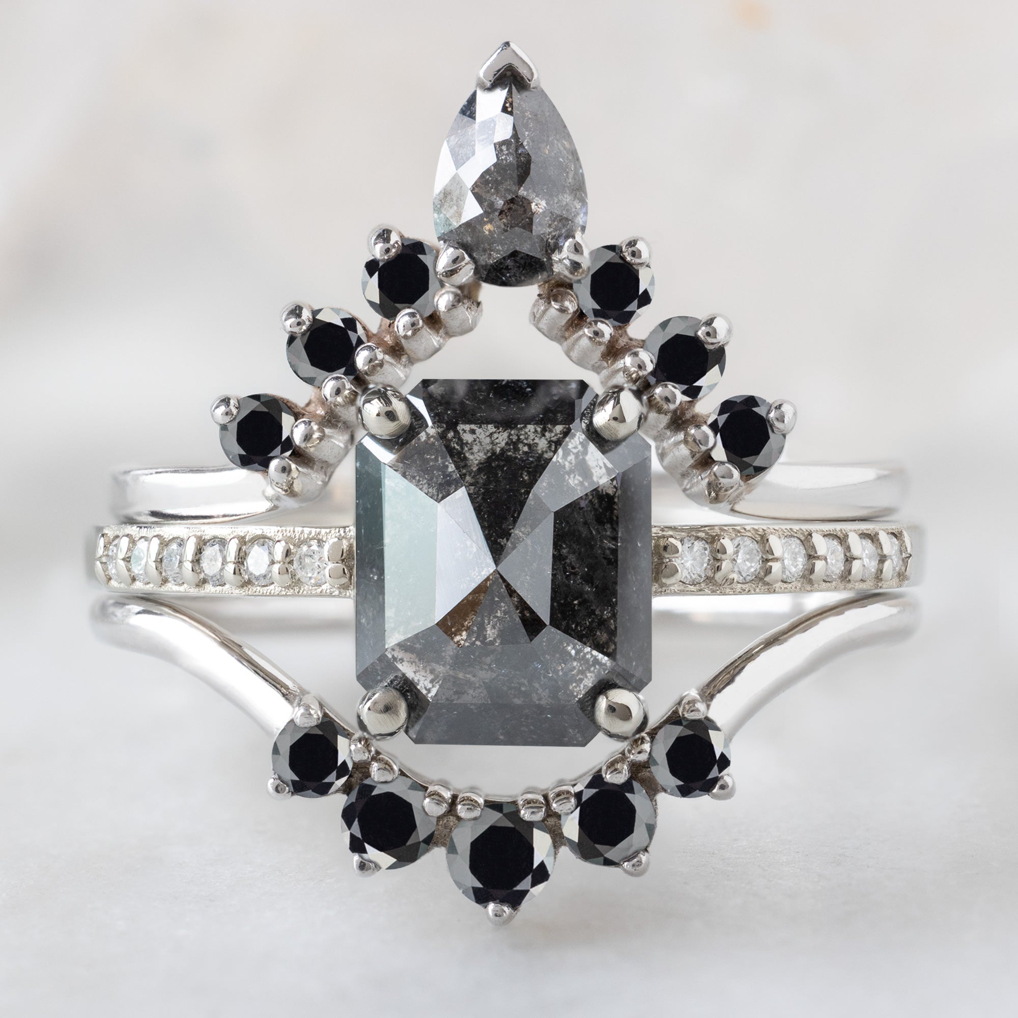 Alexis Russell  Engagement Rings The Willow Ring | 1.53ct Emerald Cut Black Diamond in 14K White Gold
