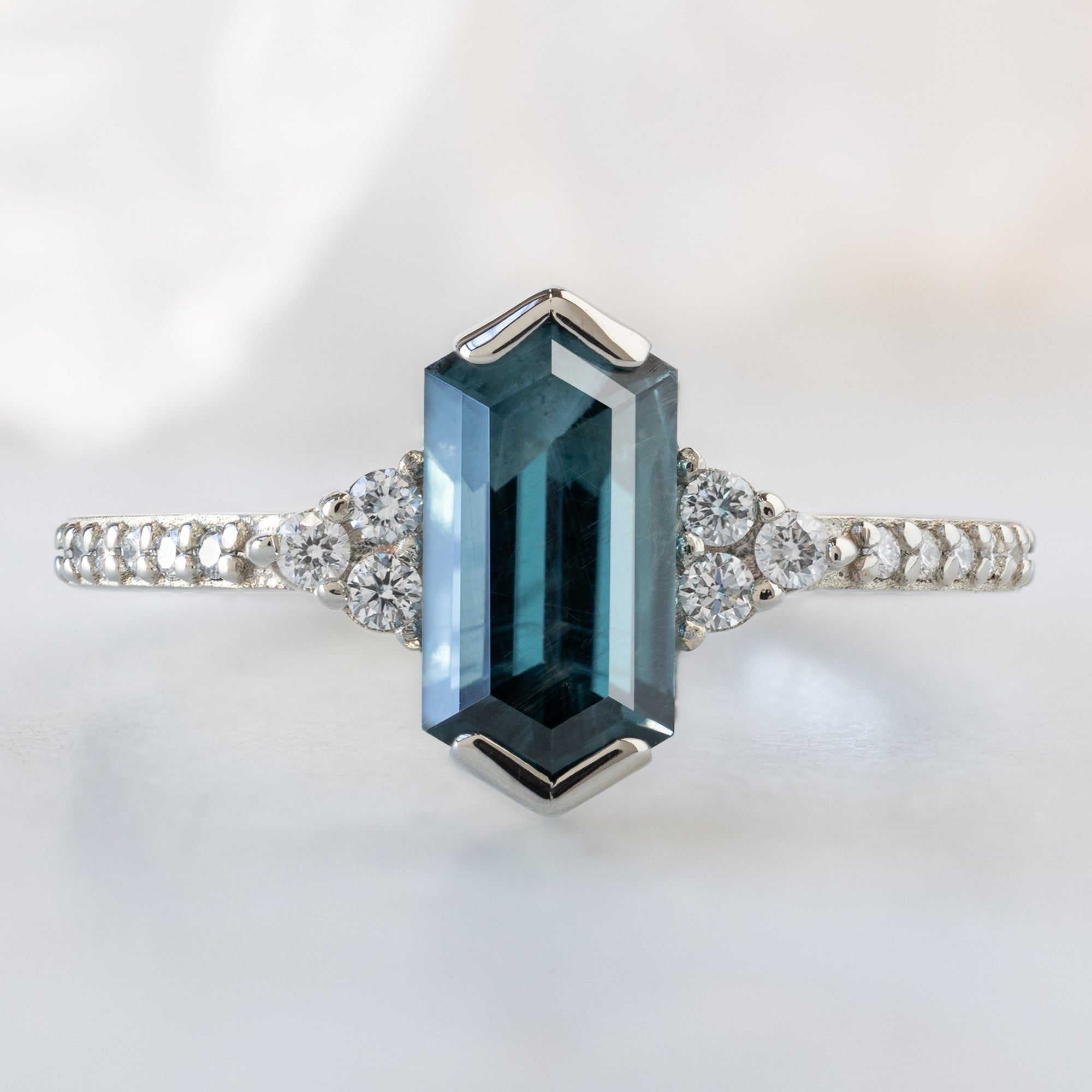 Alexis Russell  Engagement Rings The Ivy Ring | 1.22ct Hexagon Blue Spinel in 14K White Gold