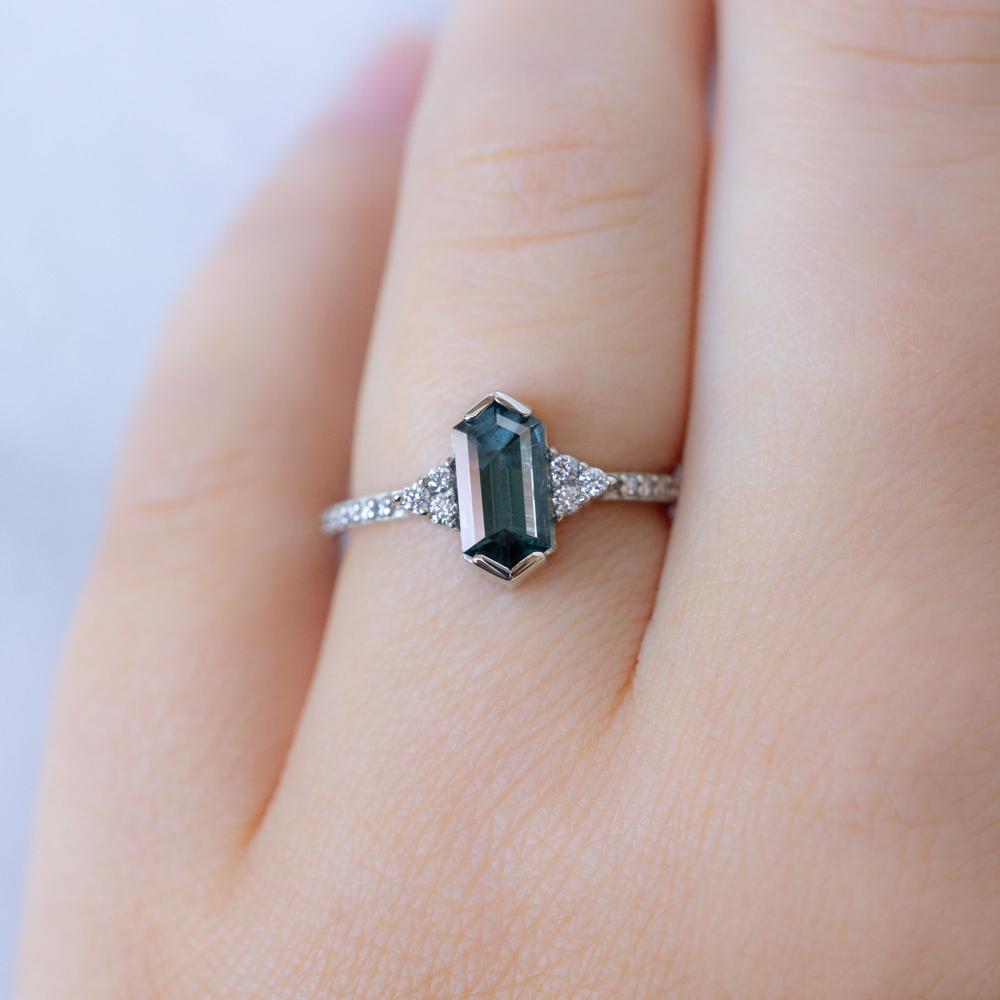 Alexis Russell  Engagement Rings The Ivy Ring | 1.22ct Hexagon Blue Spinel in 14K White Gold