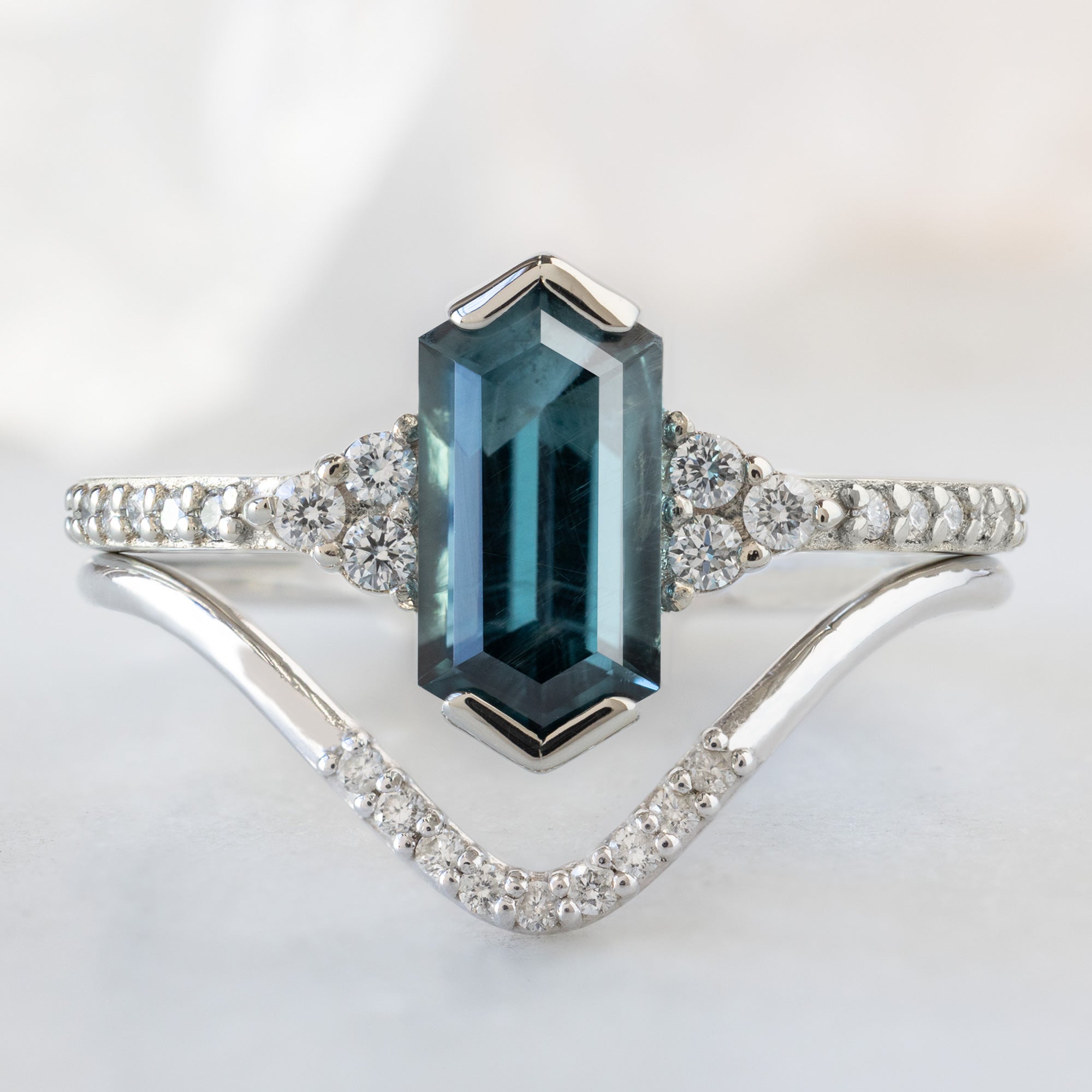 Alexis Russell  Engagement Rings The Ivy Ring | 1.22ct Hexagon Blue Spinel in 14K White Gold