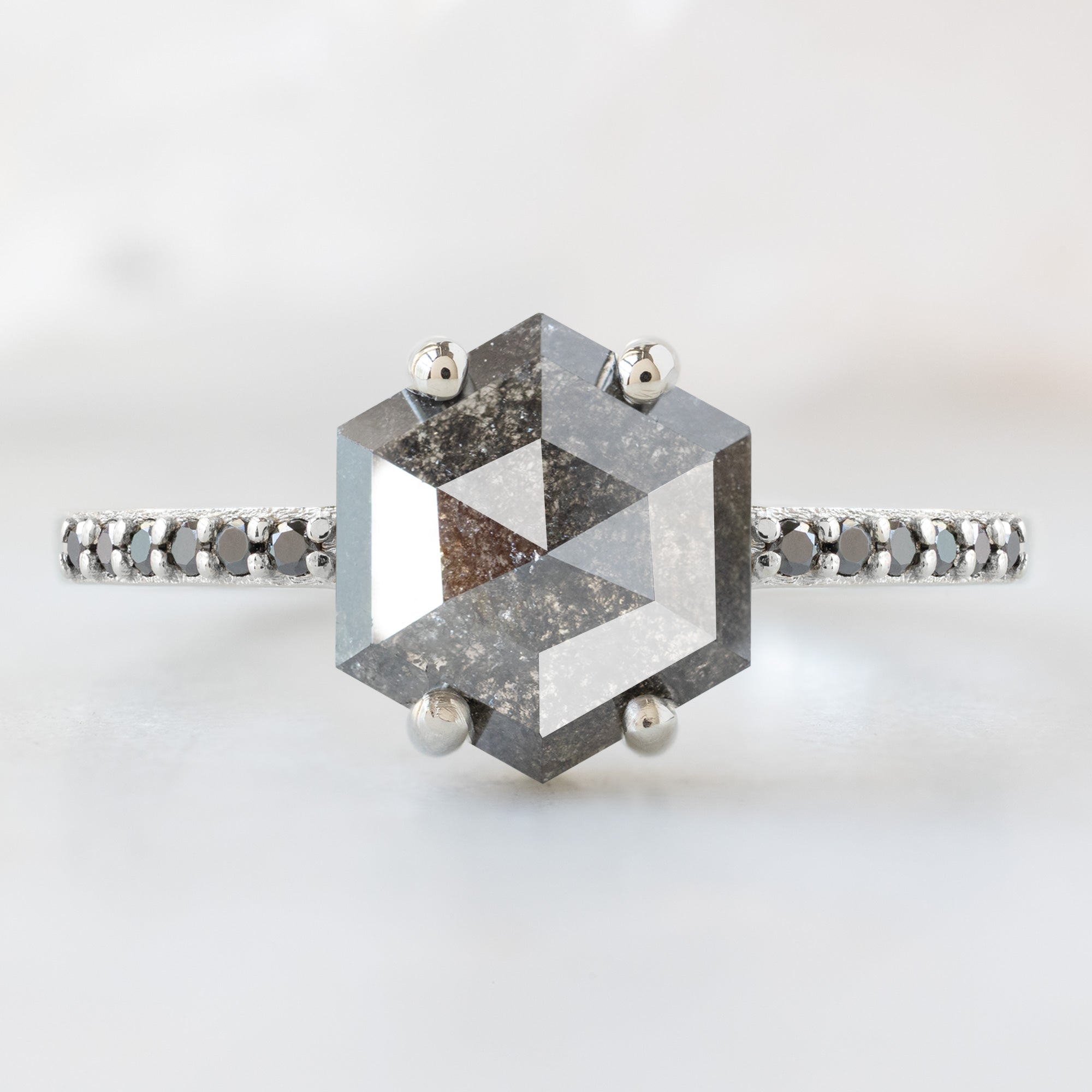 Alexis Russell  Engagement Rings The Willow Ring | 1.34ct Hexagon Black Diamond in 14K White Gold