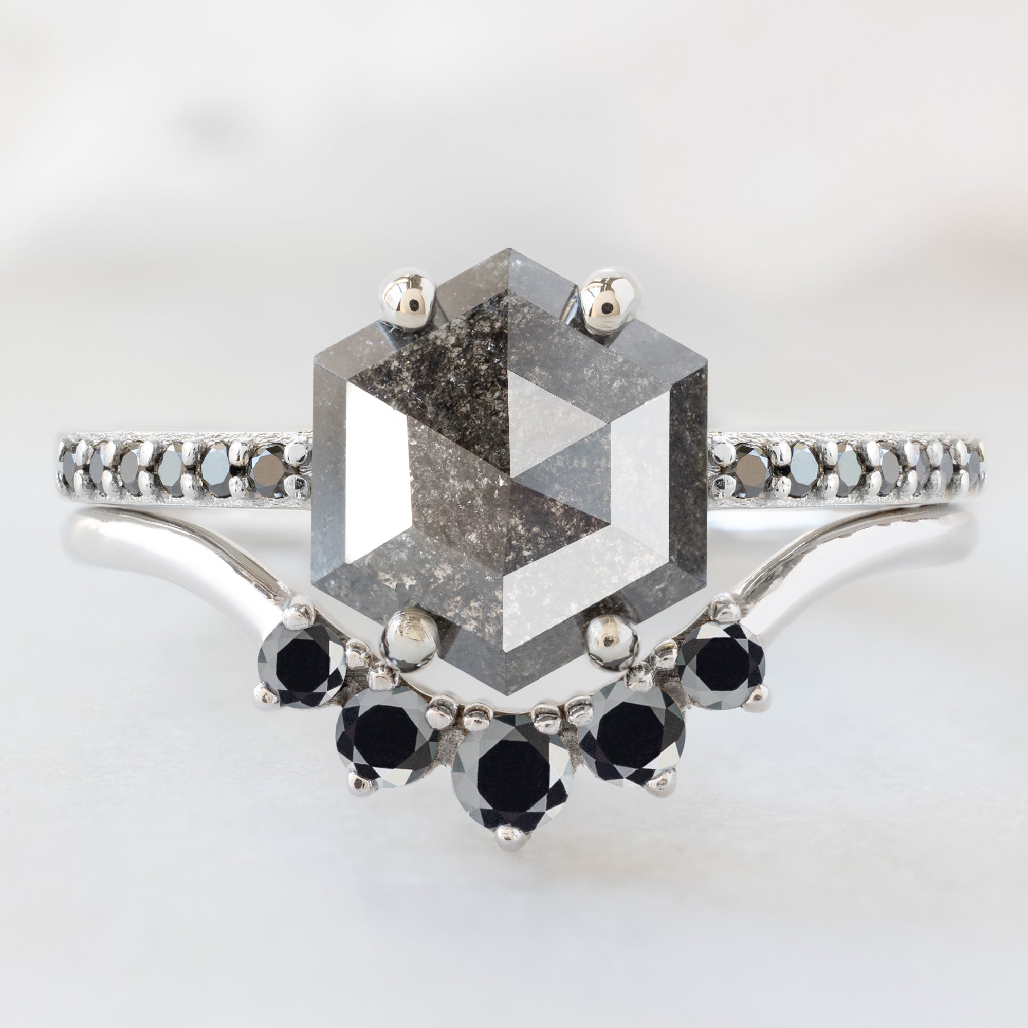 Alexis Russell  Engagement Rings The Willow Ring | 1.34ct Hexagon Black Diamond in 14K White Gold