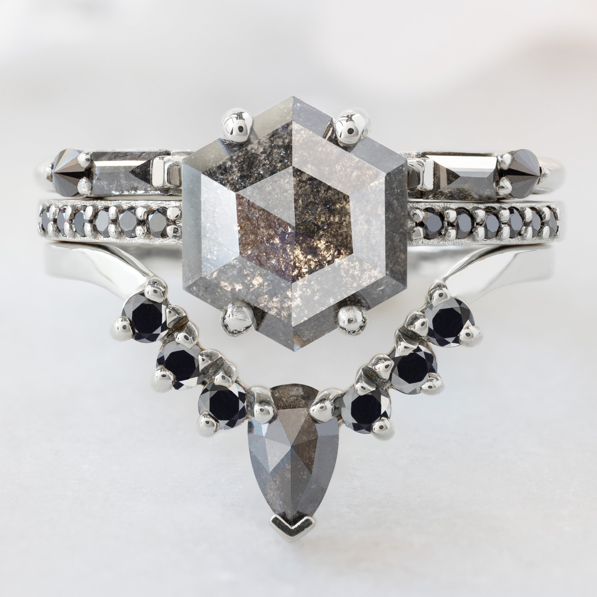 Alexis Russell  Engagement Rings The Willow Ring | 1.34ct Hexagon Black Diamond in 14K White Gold