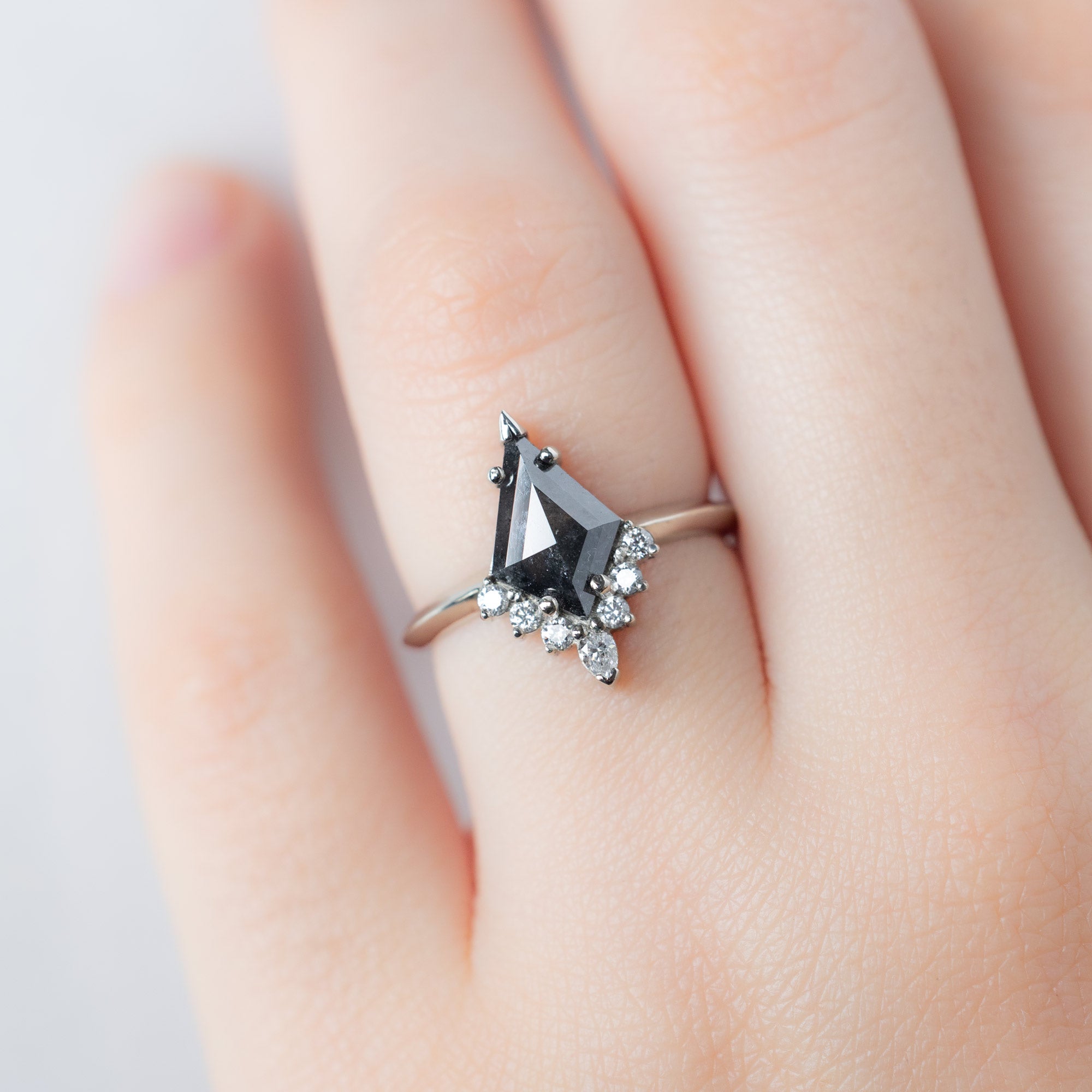 Alexis Russell  Engagement Rings The Aster Ring | 1.44ct Kite Black Diamond in 14K White Gold