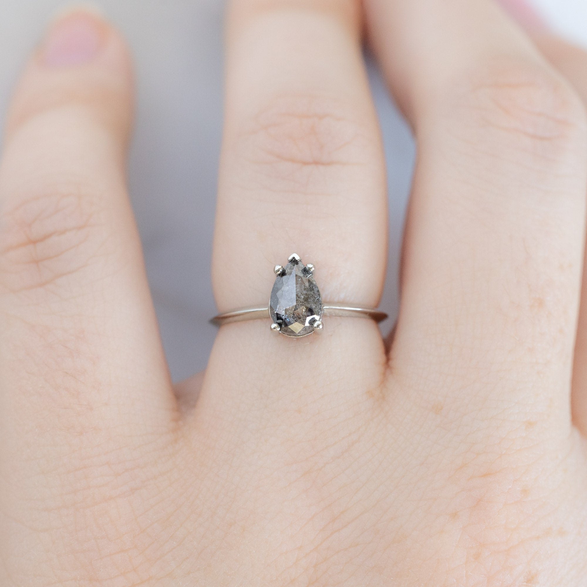 Alexis Russell  Engagement Rings The Sage Ring | 1.33ct Pear Black Diamond in 14K White Gold
