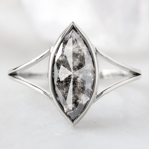 Alexis Russell  Engagement Rings The Magnolia Ring | 1.68ct Marquise Lab Grown Salt and Pepper Diamond in 14K White Gold