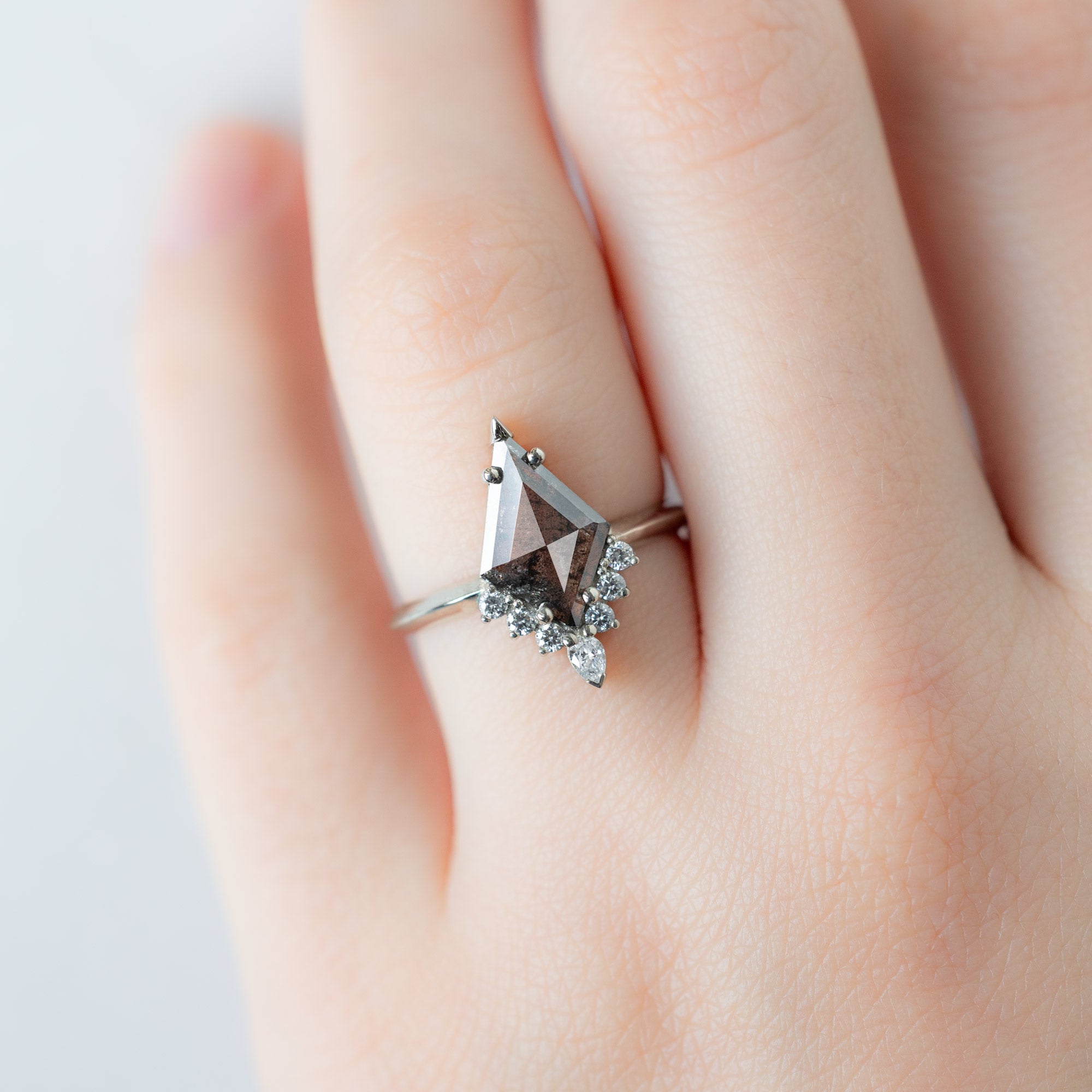 Alexis Russell  Engagement Rings The Aster Ring | 1.27ct Kite Black Diamond in 14K White Gold-2