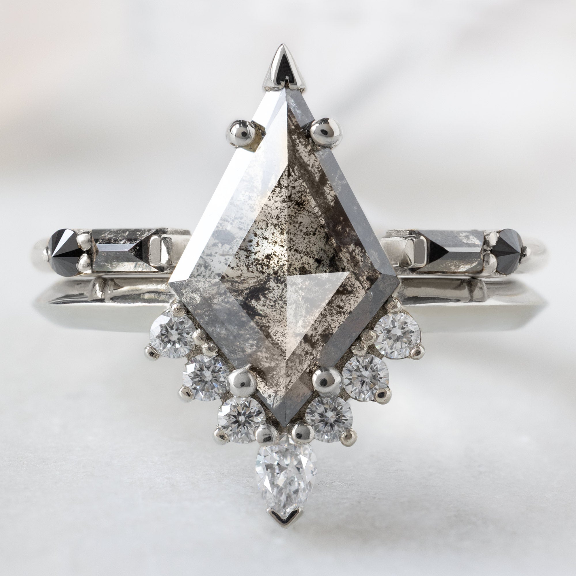 Alexis Russell  Engagement Rings The Aster Ring | 1.27ct Kite Black Diamond in 14K White Gold-2
