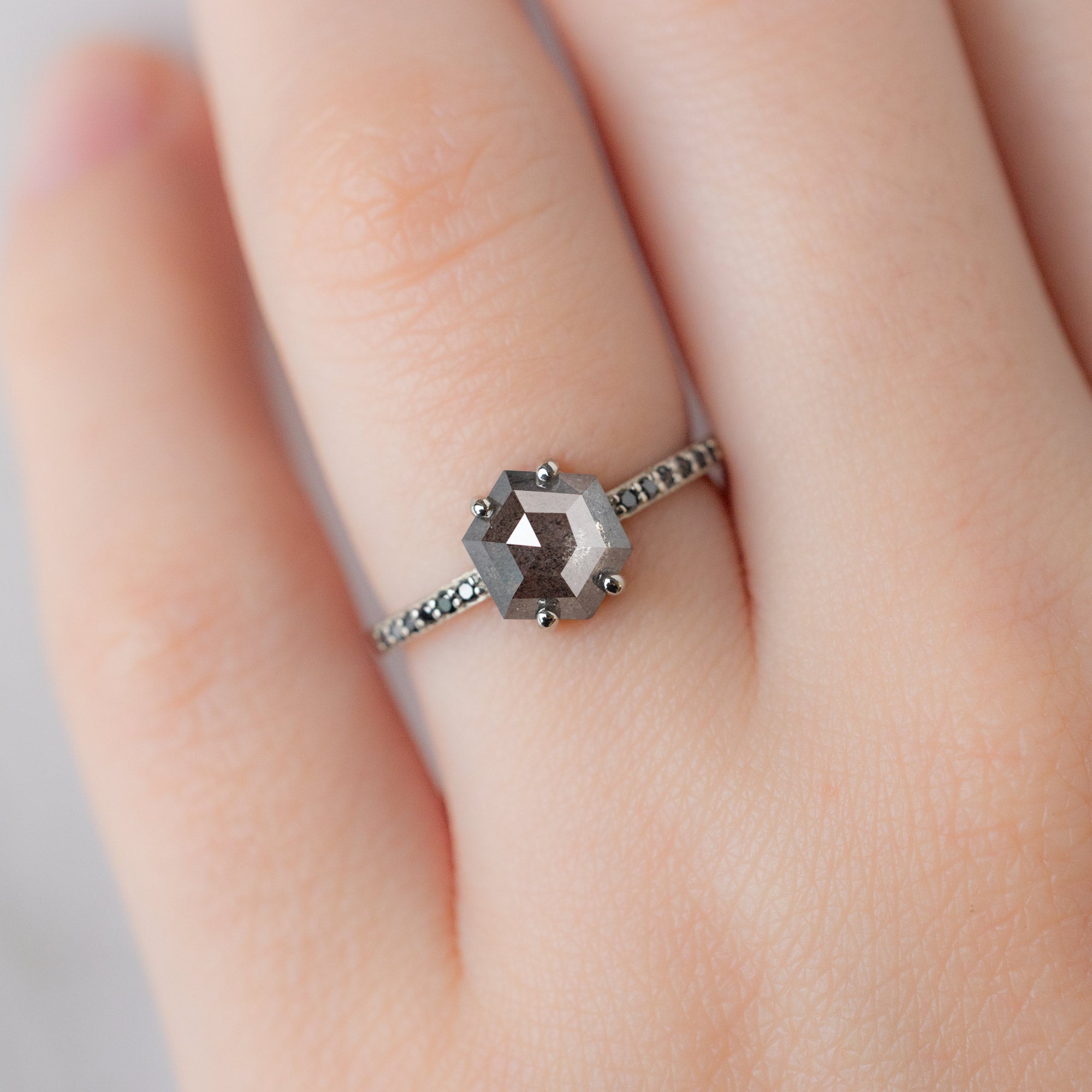 Alexis Russell  Engagement Rings The Willow Ring | Build Your Own Hexagon Salt and Pepper Diamond Engagement Ring