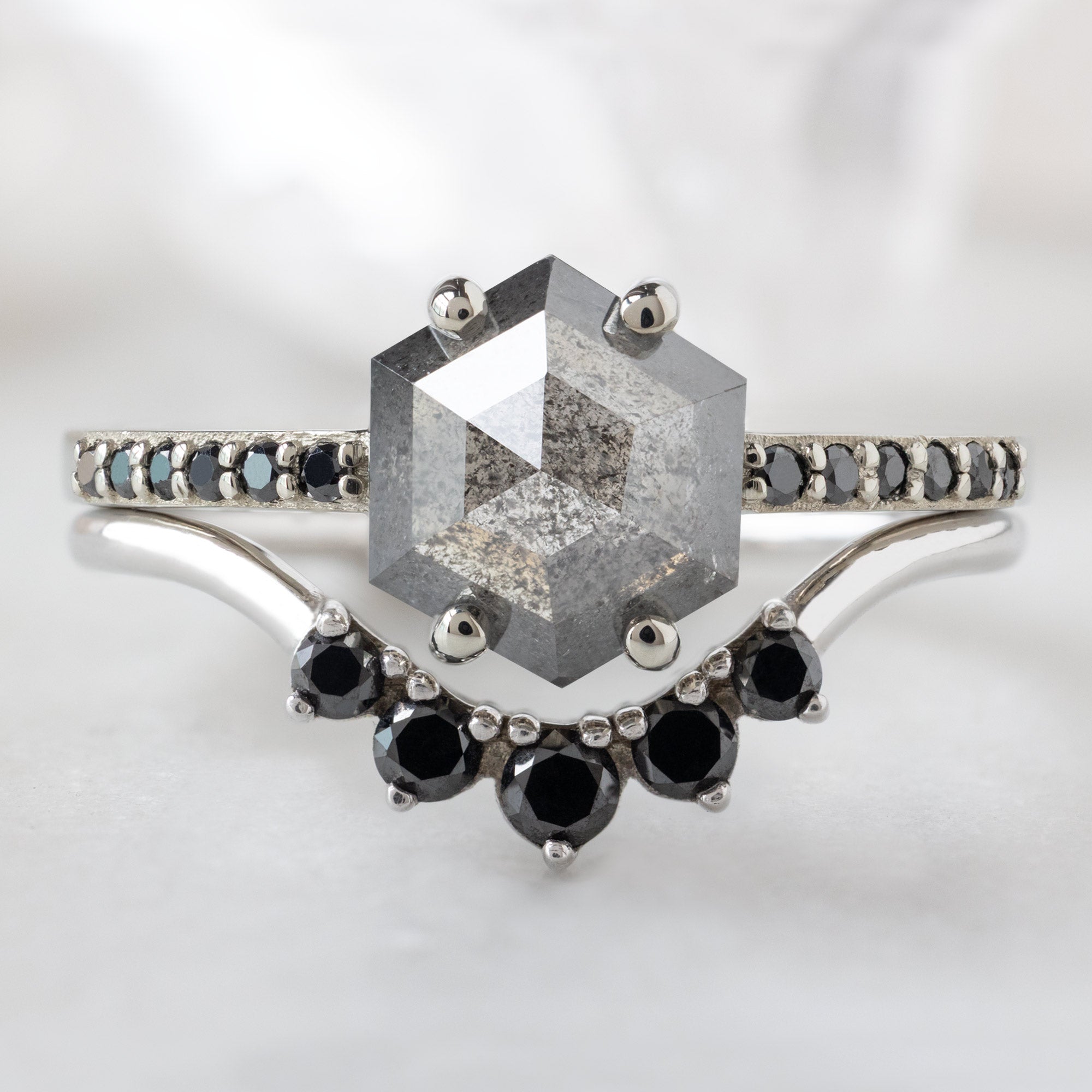 Alexis Russell  Engagement Rings The Willow Ring | Build Your Own Hexagon Salt and Pepper Diamond Engagement Ring