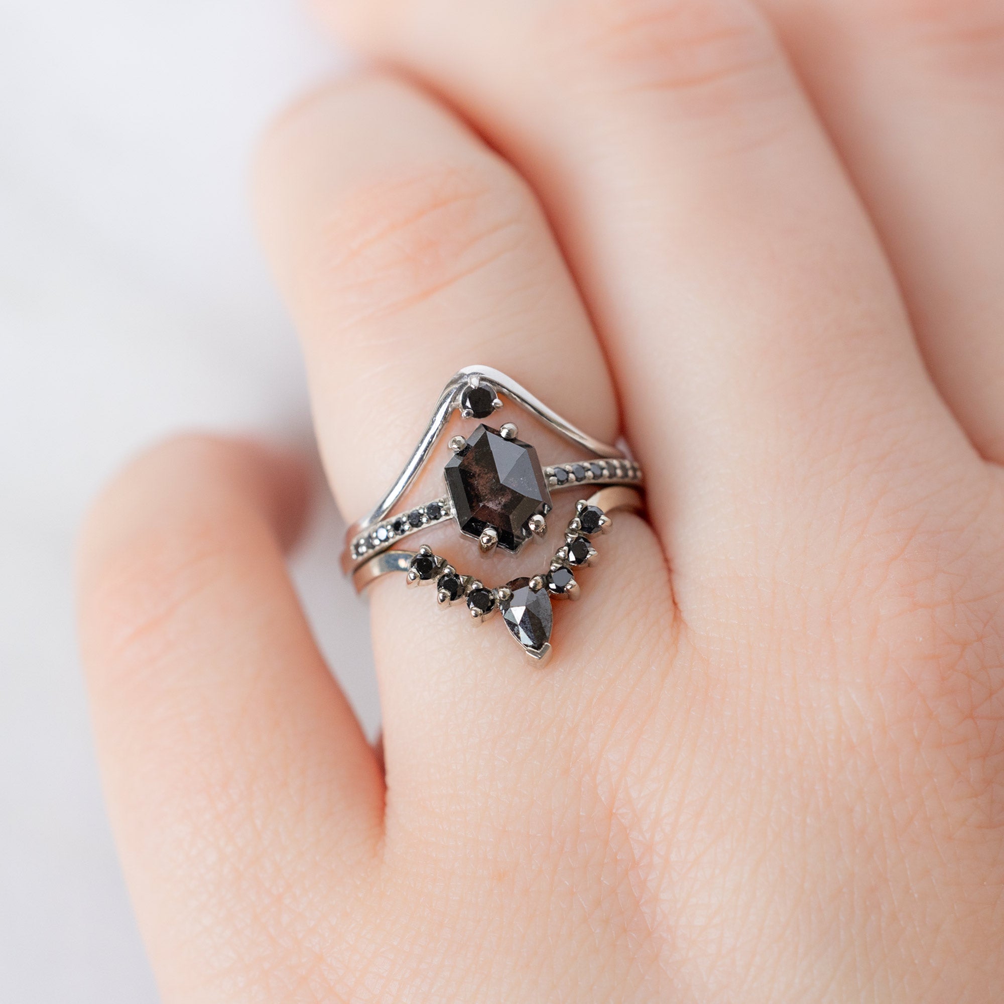 Alexis Russell  Engagement Rings The Willow Ring | Build Your Own Hexagon Salt and Pepper Diamond Engagement Ring