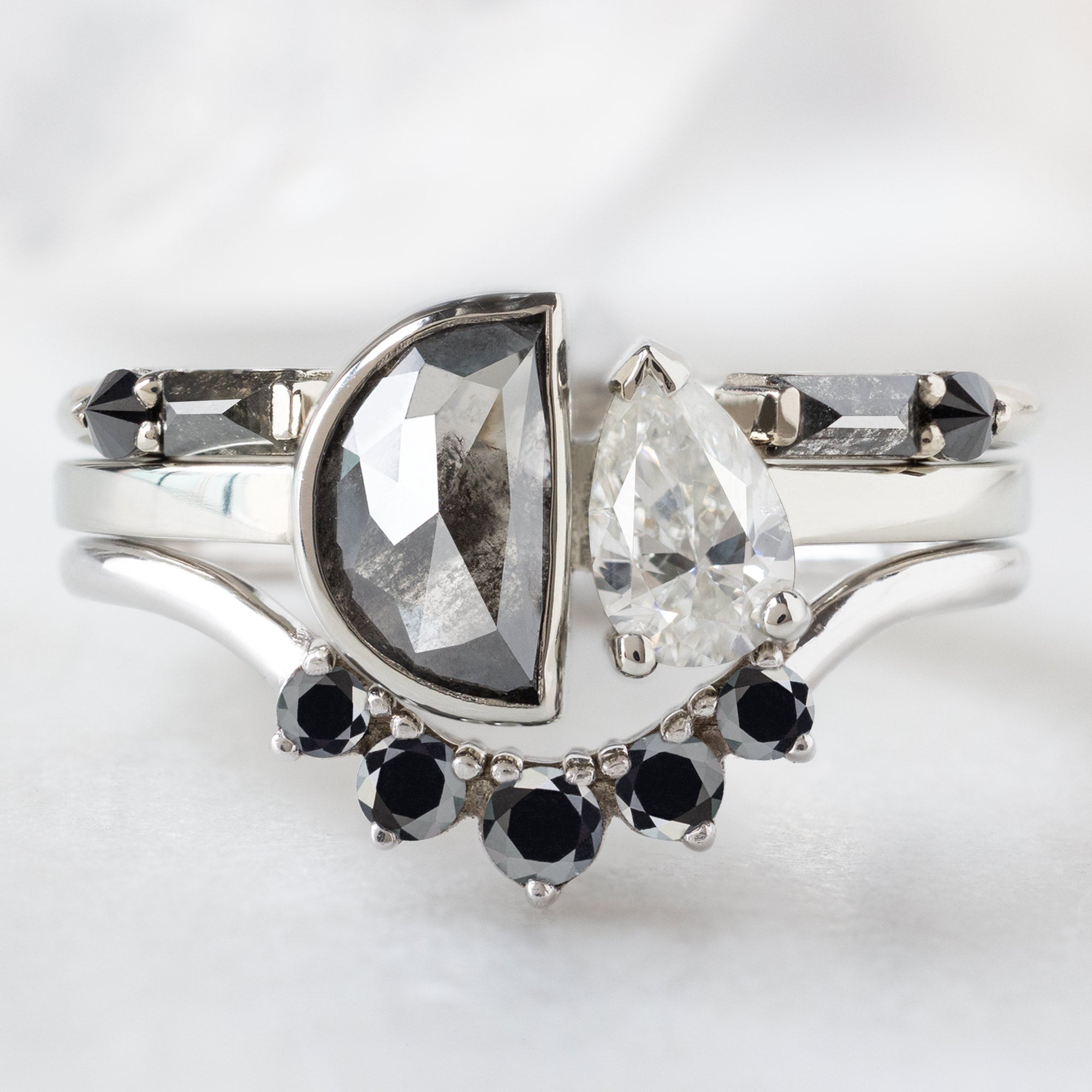 buy:the-luxe-open-cuff-black-baguette-diamond-stacking-band-yellow-rose-or-white-gold,the-you-and-me-ring-83ct-half-moon-salt-and-pepper-diamond-in-14k-white-gold,round-black-diamond-sunburst-stacking-band-14k-or-18k-rose-gold