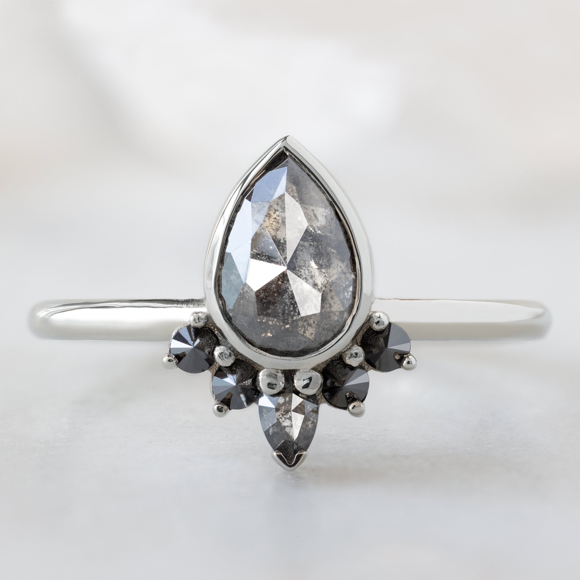 Alexis Russell  Engagement Rings The Aster Ring | 1.12ct Pear Black Diamond in 14K White Gold