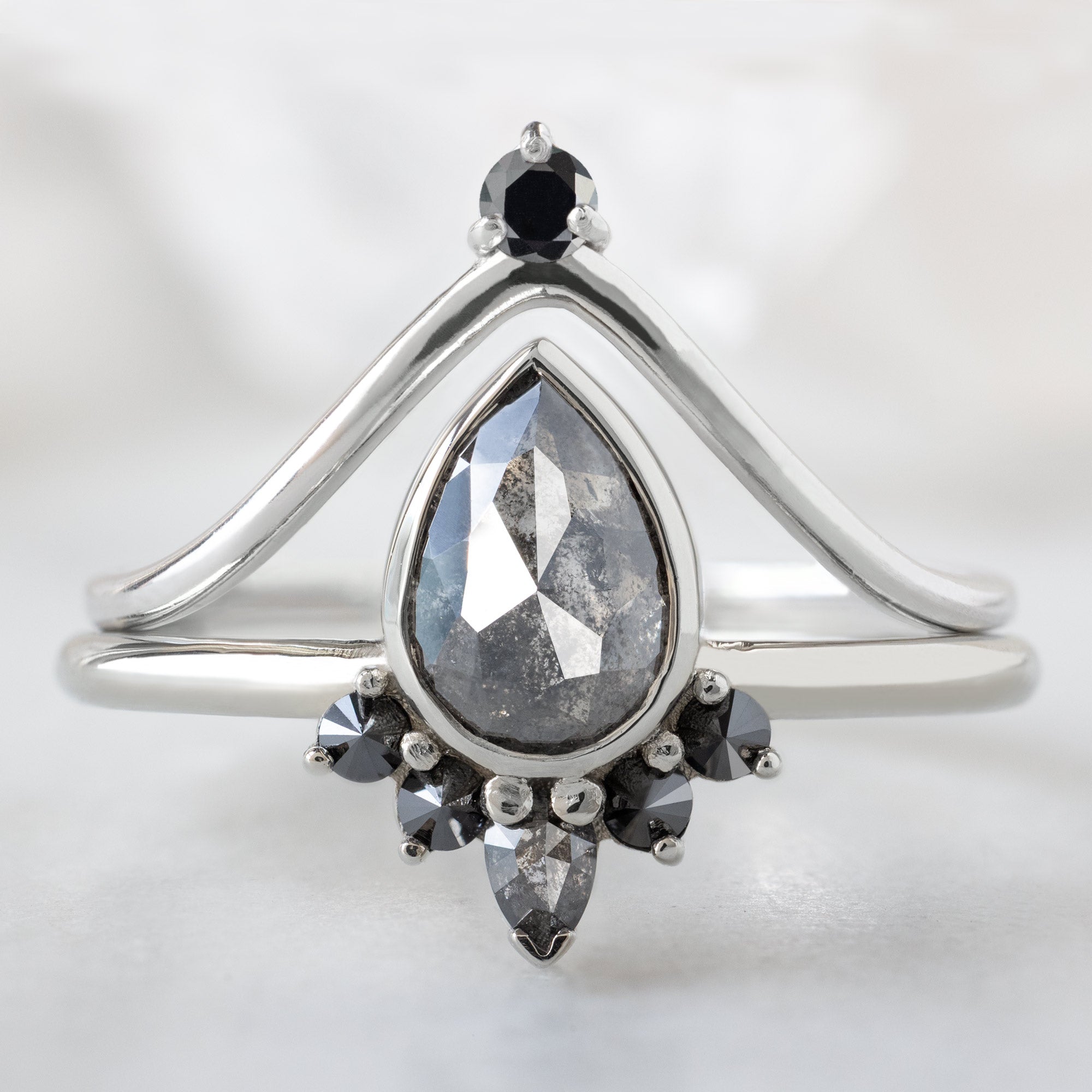Alexis Russell  Engagement Rings The Aster Ring | 1.12ct Pear Black Diamond in 14K White Gold