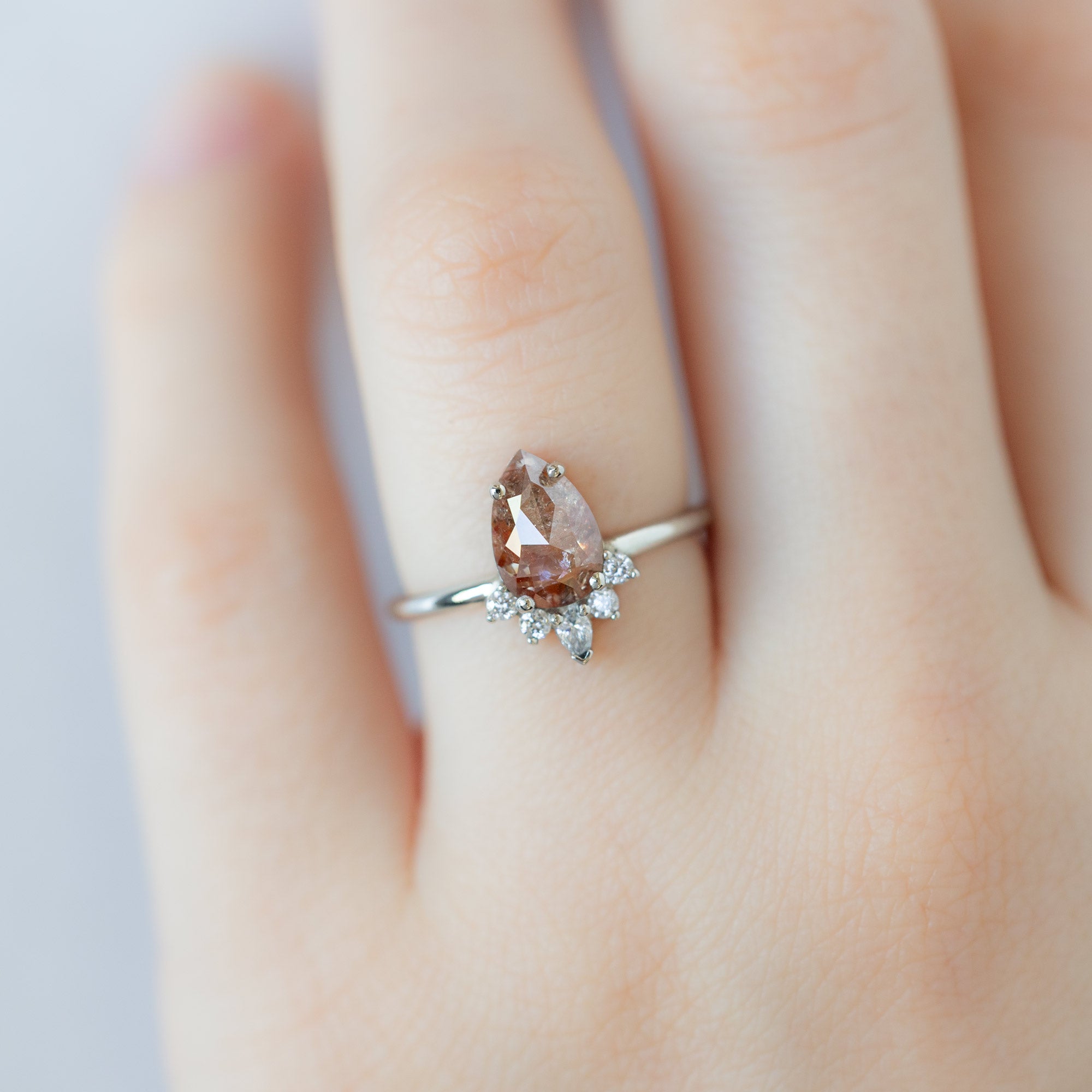 Alexis Russell  Engagement Rings The Aster Ring | 1.15ct Pear Red Diamond in 14K White Gold
