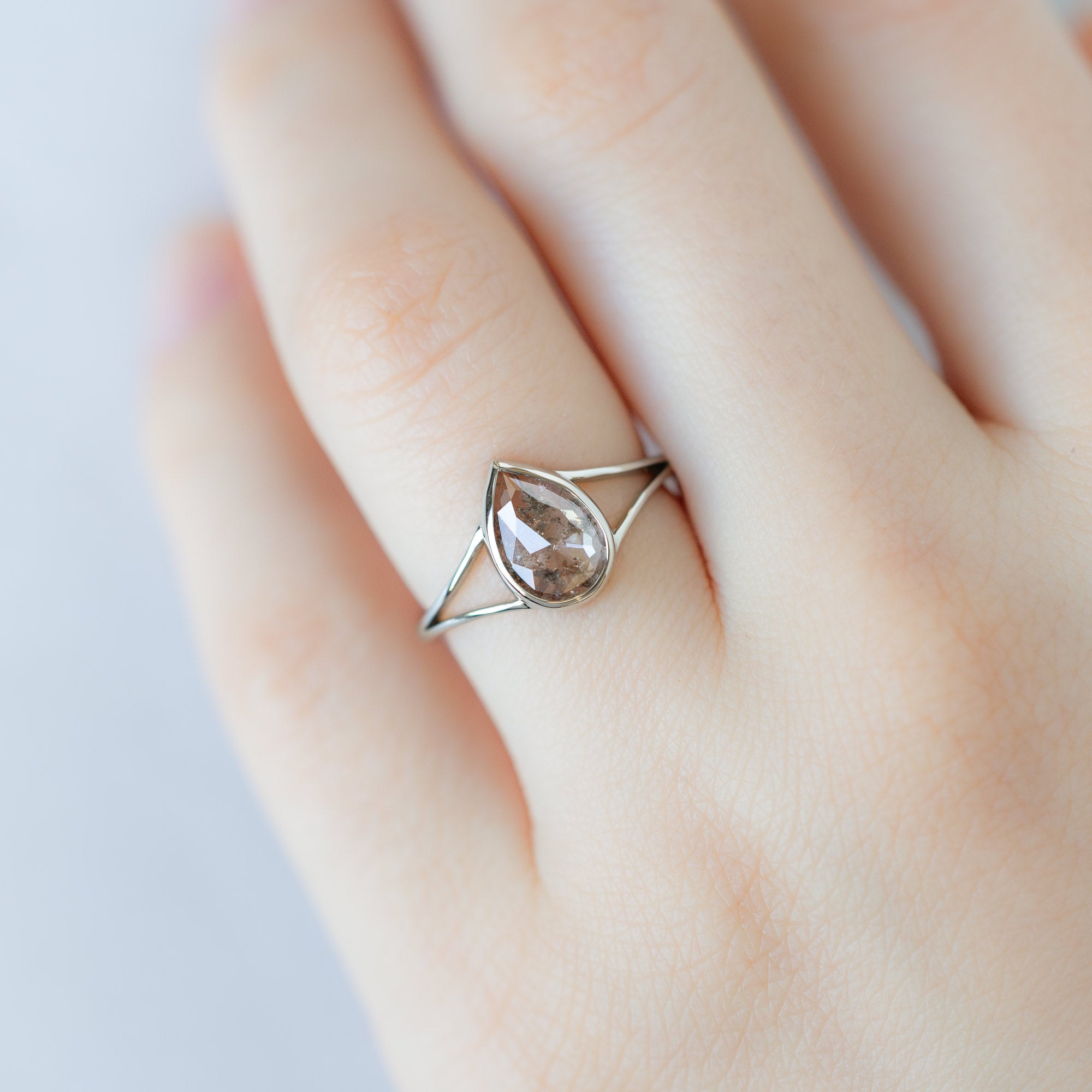 Alexis Russell  Engagement Rings The Magnolia Ring | .96ct Pear Red Diamond in 14K White Gold