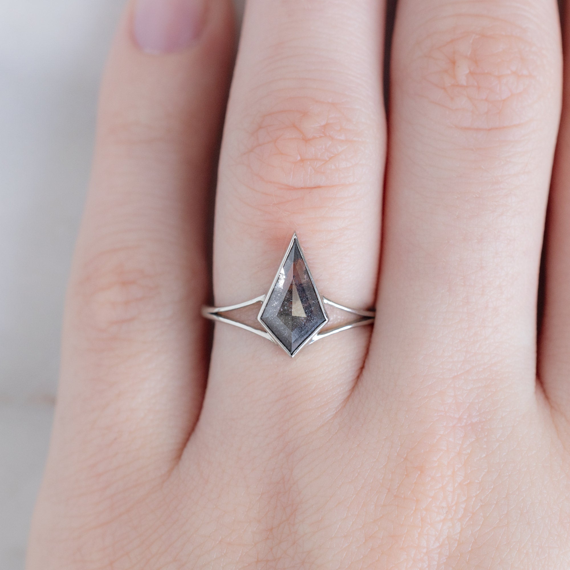 Alexis Russell  Engagement Rings The Magnolia Ring | 1.66ct Lab Grown Kite Salt and Pepper Diamond
