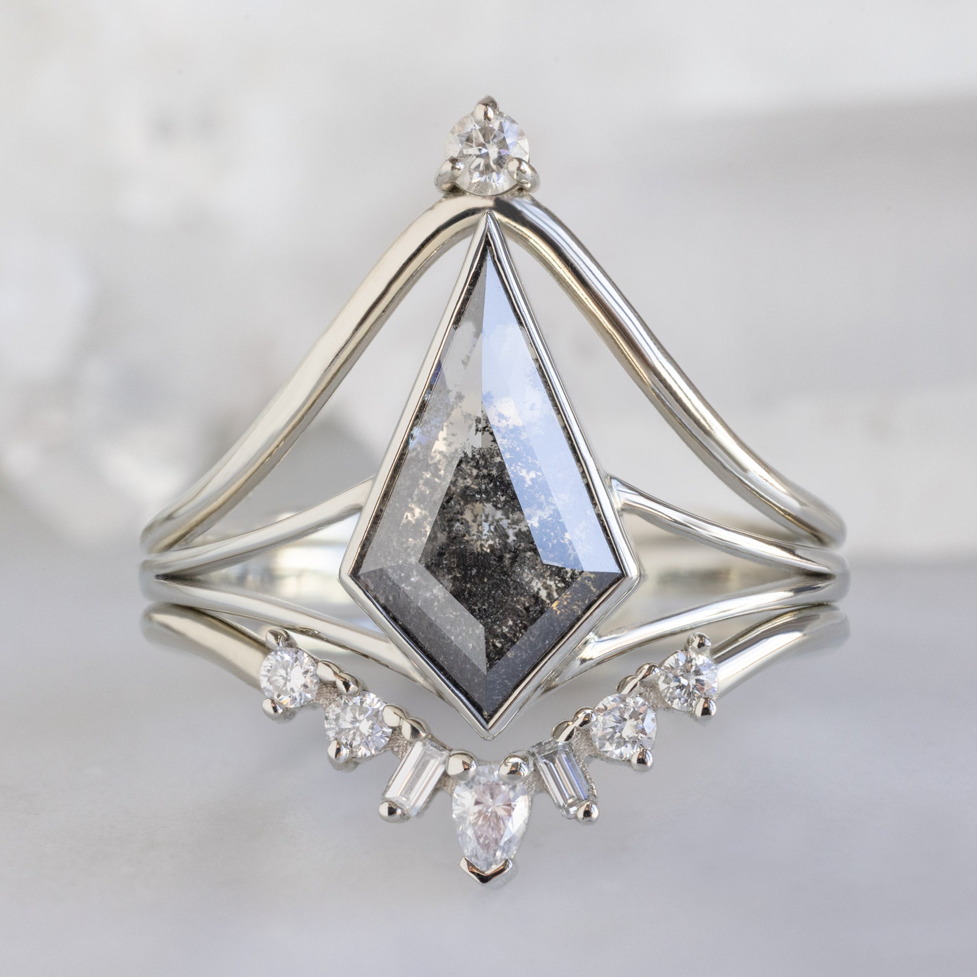 buy:white-diamond-crown-stacking-band-14k-or-18k-yellow-gold,the-magnolia-ring-1-66ct-lab-grown-kite-salt-and-pepper-diamond,geometric-white-diamond-sunburst-stacking-band-14k-or-18k-yellow-gold