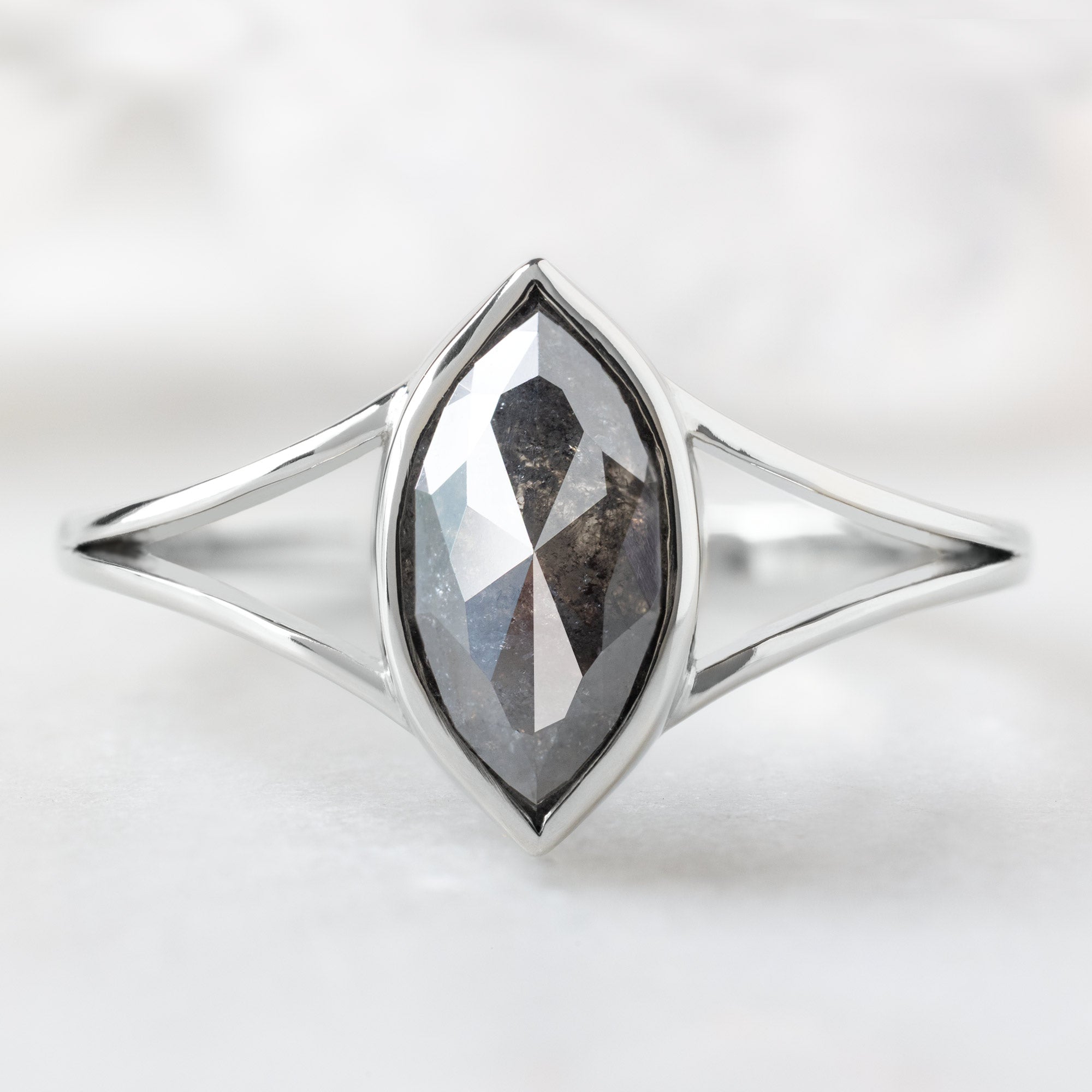 Alexis Russell  Engagement Rings The Magnolia Ring | 1.47ct Marquise Black Diamond in 14K White Gold