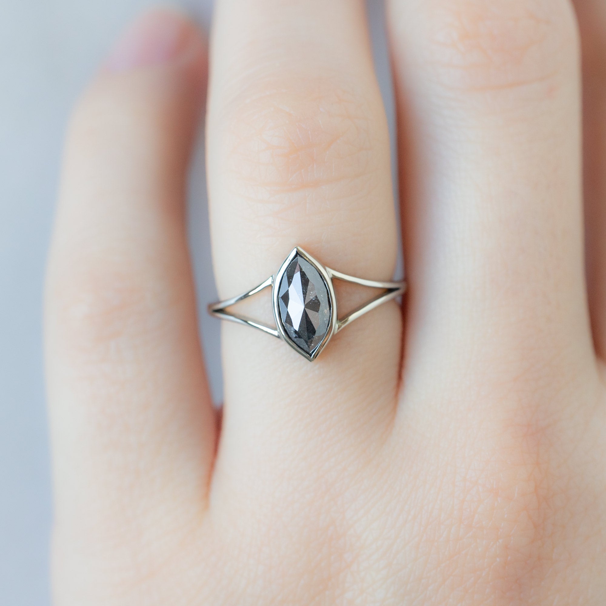 Alexis Russell  Engagement Rings The Magnolia Ring | 1.47ct Marquise Black Diamond in 14K White Gold