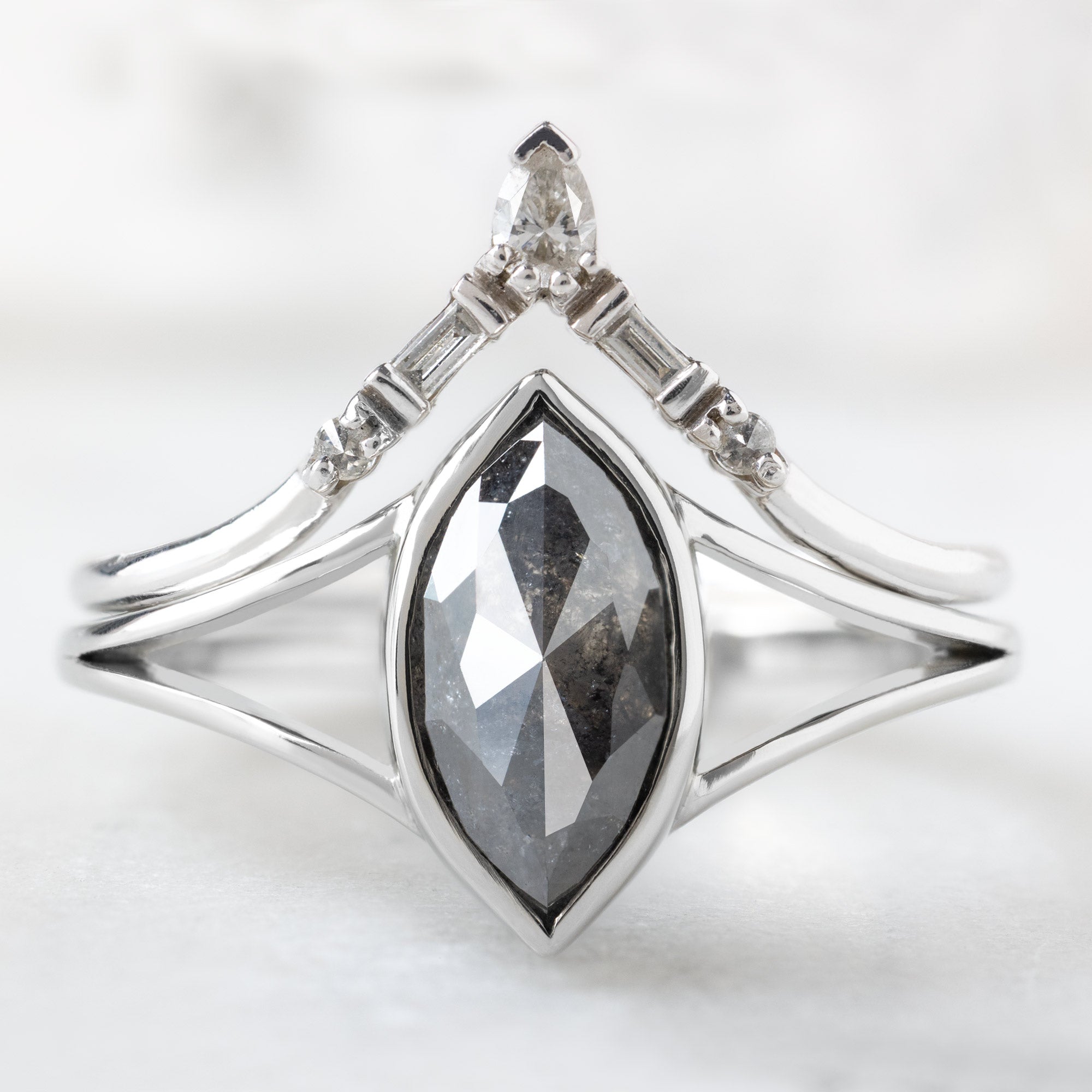 Alexis Russell  Engagement Rings The Magnolia Ring | 1.47ct Marquise Black Diamond in 14K White Gold