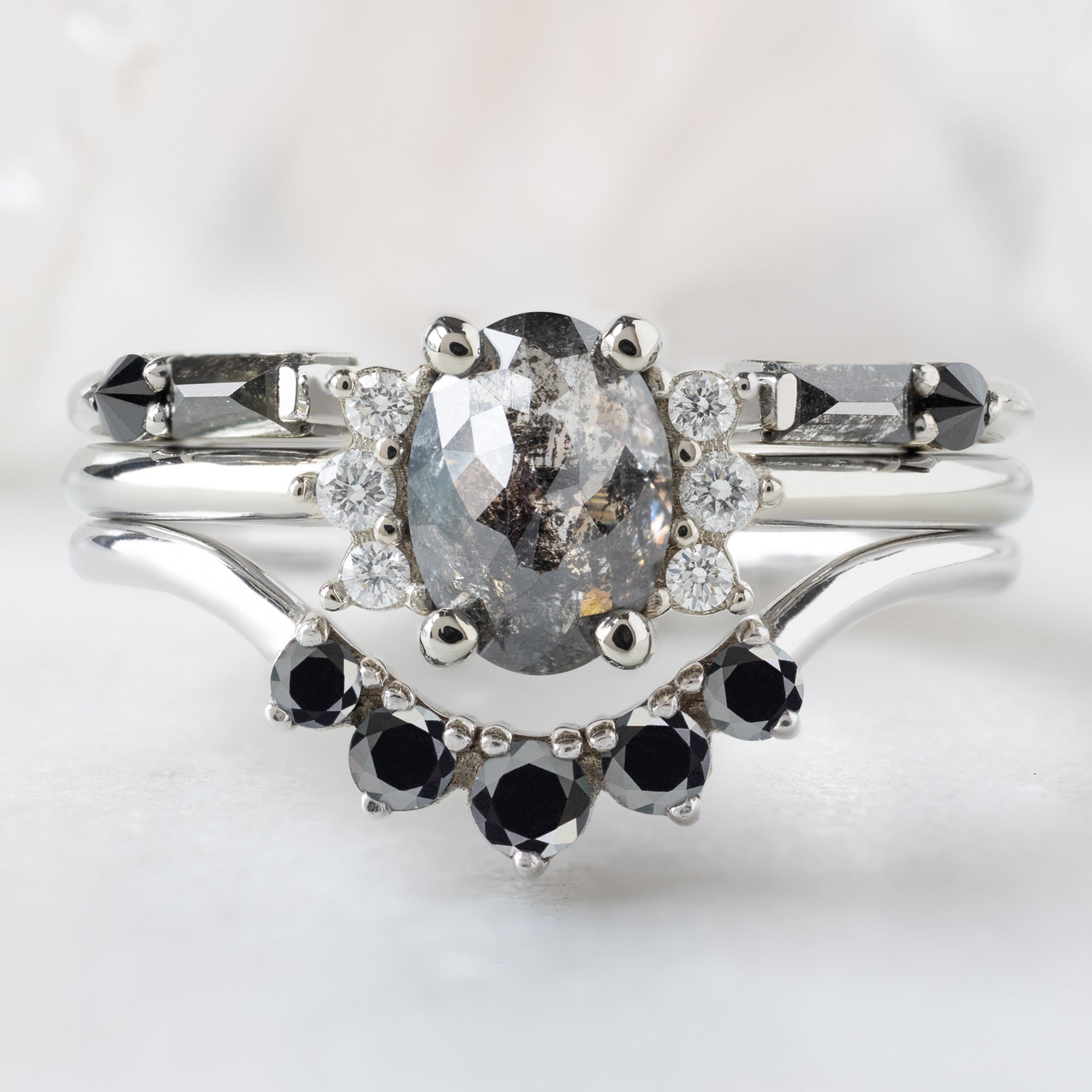 buy:the-luxe-open-cuff-black-baguette-diamond-stacking-band-yellow-rose-or-white-gold,the-sunflower-ring-76ct-oval-salt-and-pepper-diamond-in-14k-white-gold,round-black-diamond-sunburst-stacking-band-14k-or-18k-rose-gold