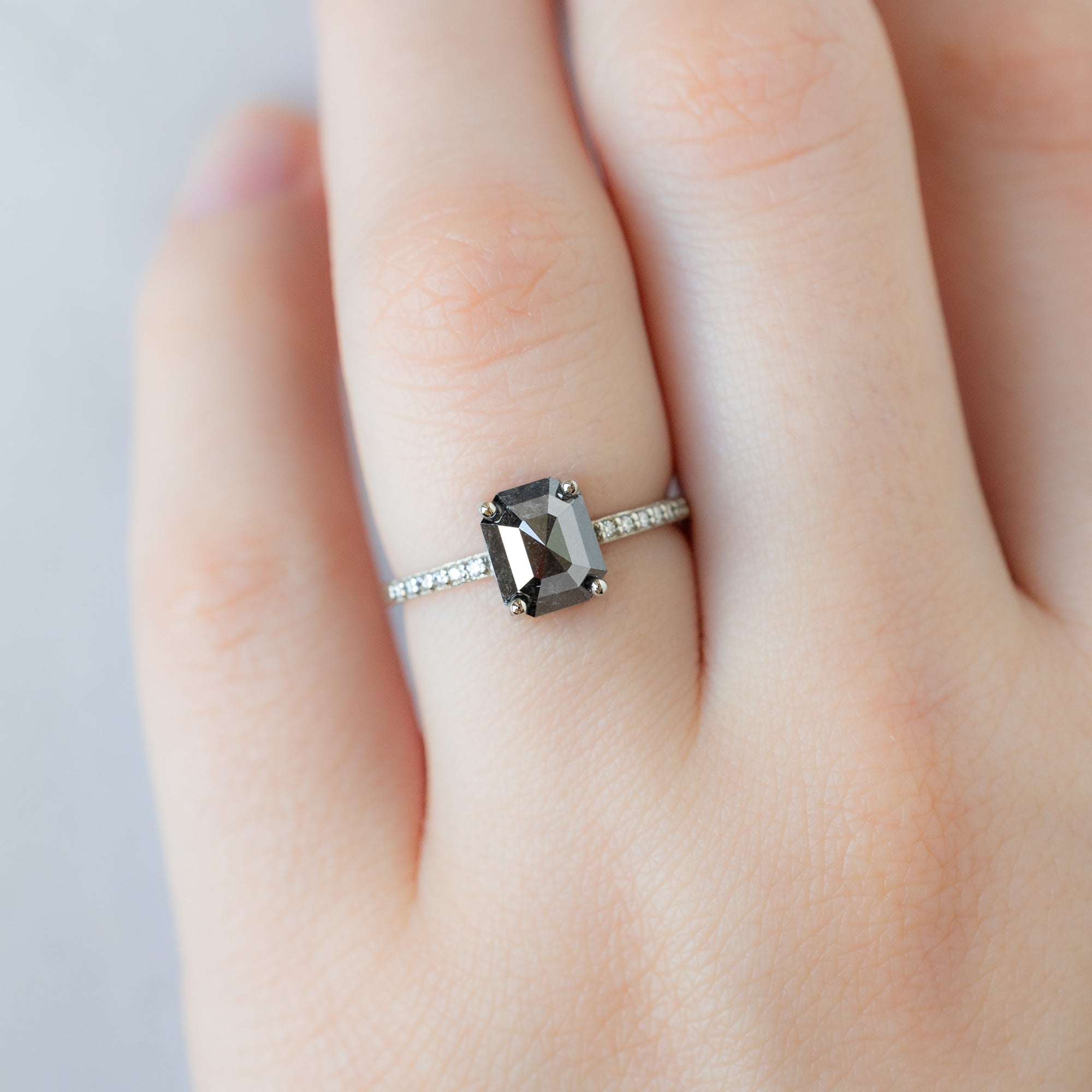 Alexis Russell  Engagement Rings The Willow Ring | 1.62ct Emerald Cut Black Diamond in 14K White Gold